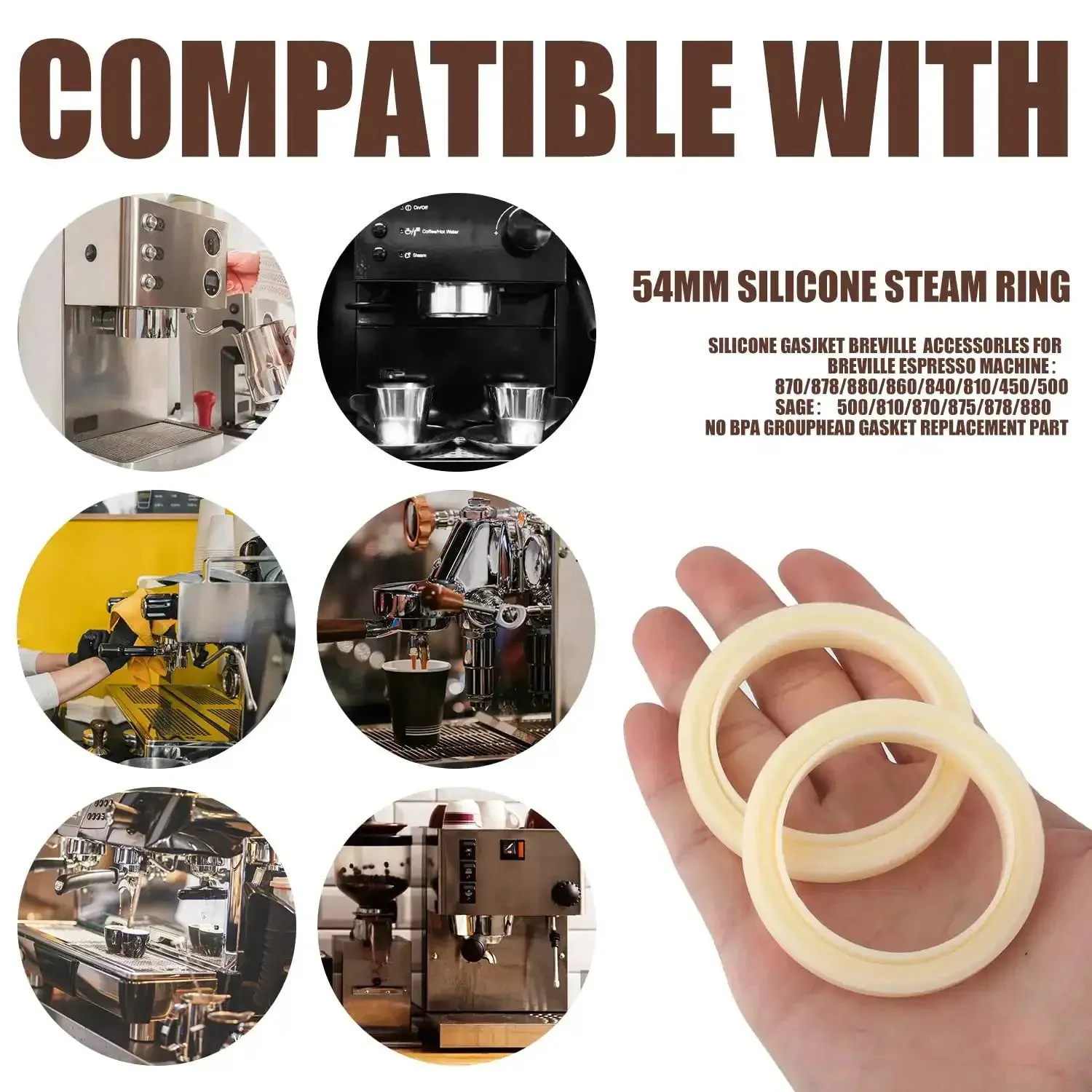 Two Pack 54mm Silicone Steam Ring Seal Gasket for Espresso Machines Replacement Part With 54mm Portafilters Fits 870 878 880 860 840 810 450 500 Must Have Coffee Maker Accessory - Image 3