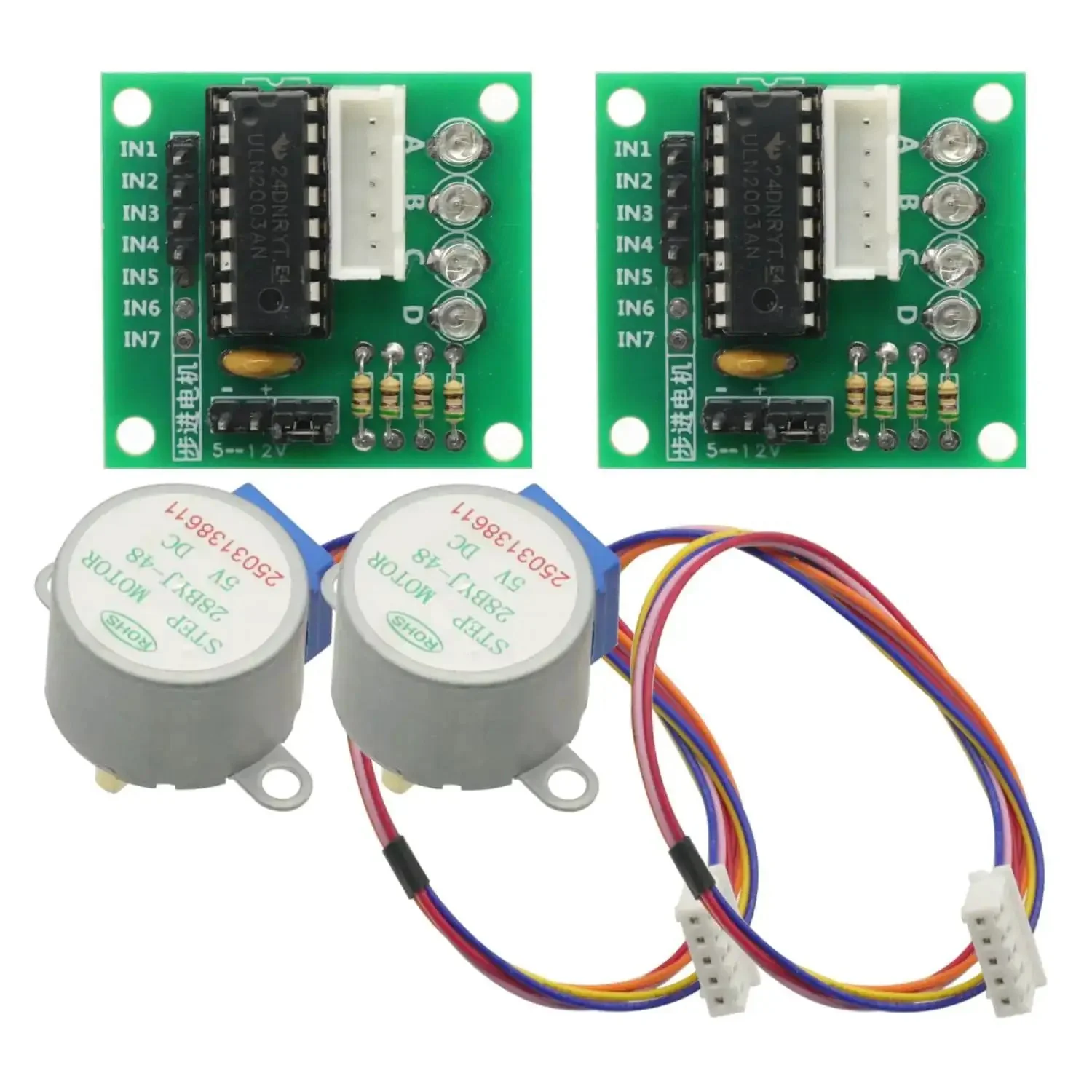Two Pack 5V 4-Phase 28BYJ-48 DC Stepper Motor With ULN2003 Driver Board For Arduino Raspberry Pi PIC MCU DIY Projects, Perfect For Hobby Robotic Builds And Easy Motor Control - Image 6