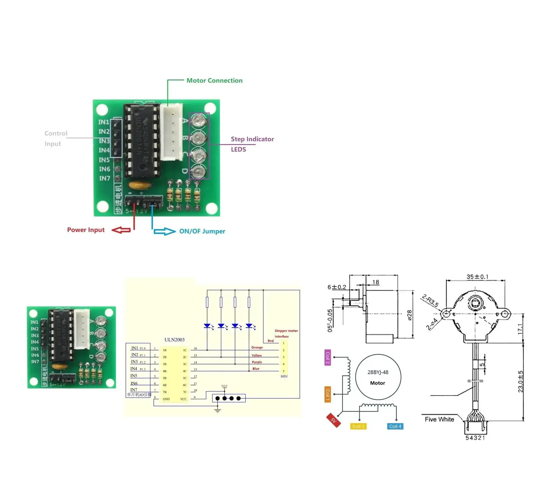 Two Pack 5V 4-Phase 28BYJ-48 DC Stepper Motor With ULN2003 Driver Board For Arduino Raspberry Pi PIC MCU DIY Projects, Perfect For Hobby Robotic Builds And Easy Motor Control - Image 7