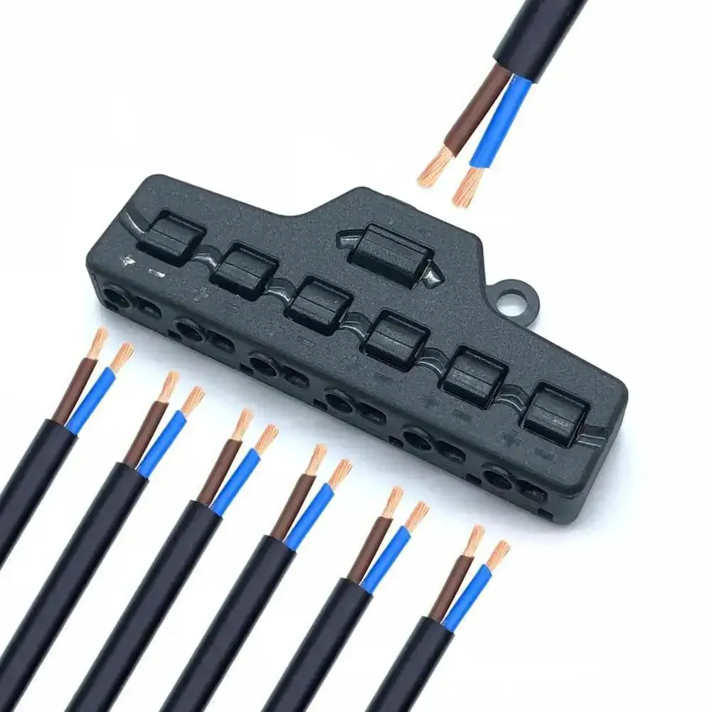Two Pack 6 Port Wire Connector Splitter Distributor 1 In 6 Out Quick Push In Terminal Block TL-106 Parallel Constant Voltage Type Electrical Connector For LED Lighting Plug And Play Ready - Image 4