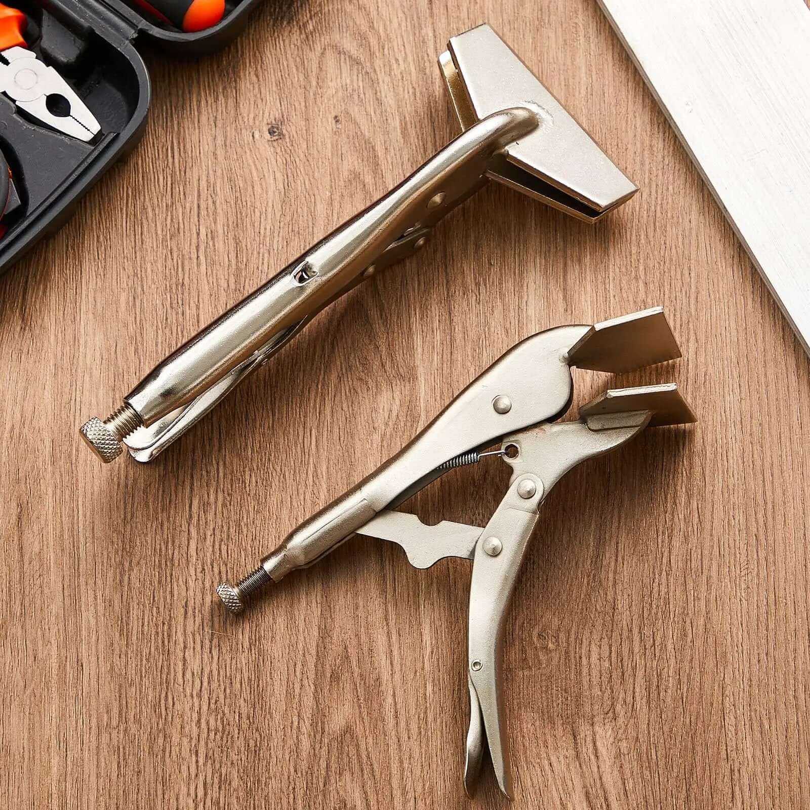 Two Pack 8 Inch And 10 Inch Locking Sheet Metal Pliers Set Heavy Duty Duck Bill Pliers With Adjustable Tension Carbon Steel Heat Treated Welders Grade Bender Tool For Metal Fabrication - Image 4