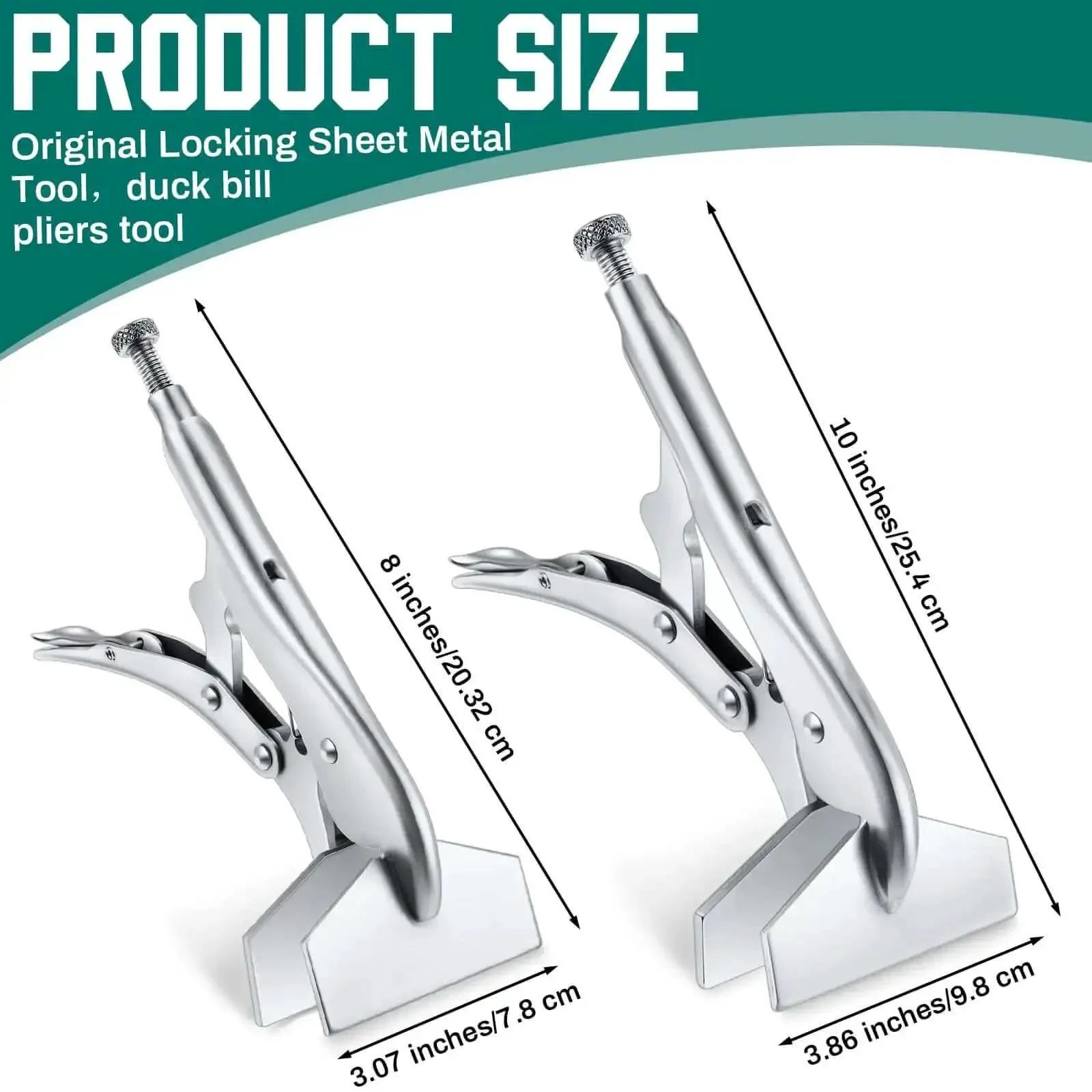 Two Pack 8 Inch And 10 Inch Locking Sheet Metal Pliers Set Heavy Duty Duck Bill Pliers With Adjustable Tension Carbon Steel Heat Treated Welders Grade Bender Tool For Metal Fabrication - Image 6