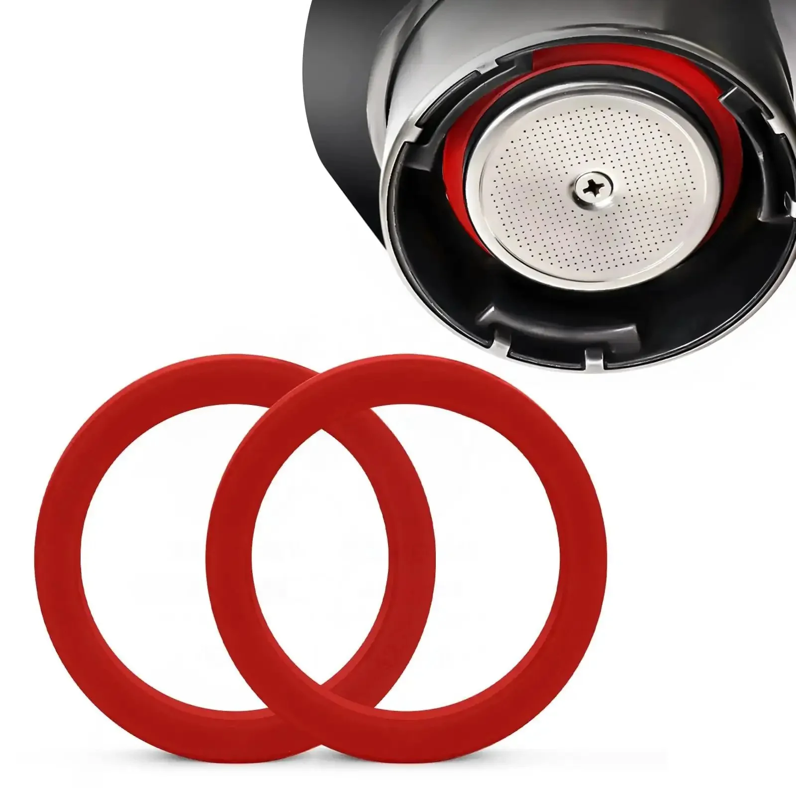 Two Pack 8.0mm Silicone Group Gasket For E61 Espresso Machines Grouphead And Portafilter Red Replacement Seal Ring BPA Free Food Safe Durable Heat Resistant Gasket For Your Home Barista Setup Easy Install And Reliable Fit