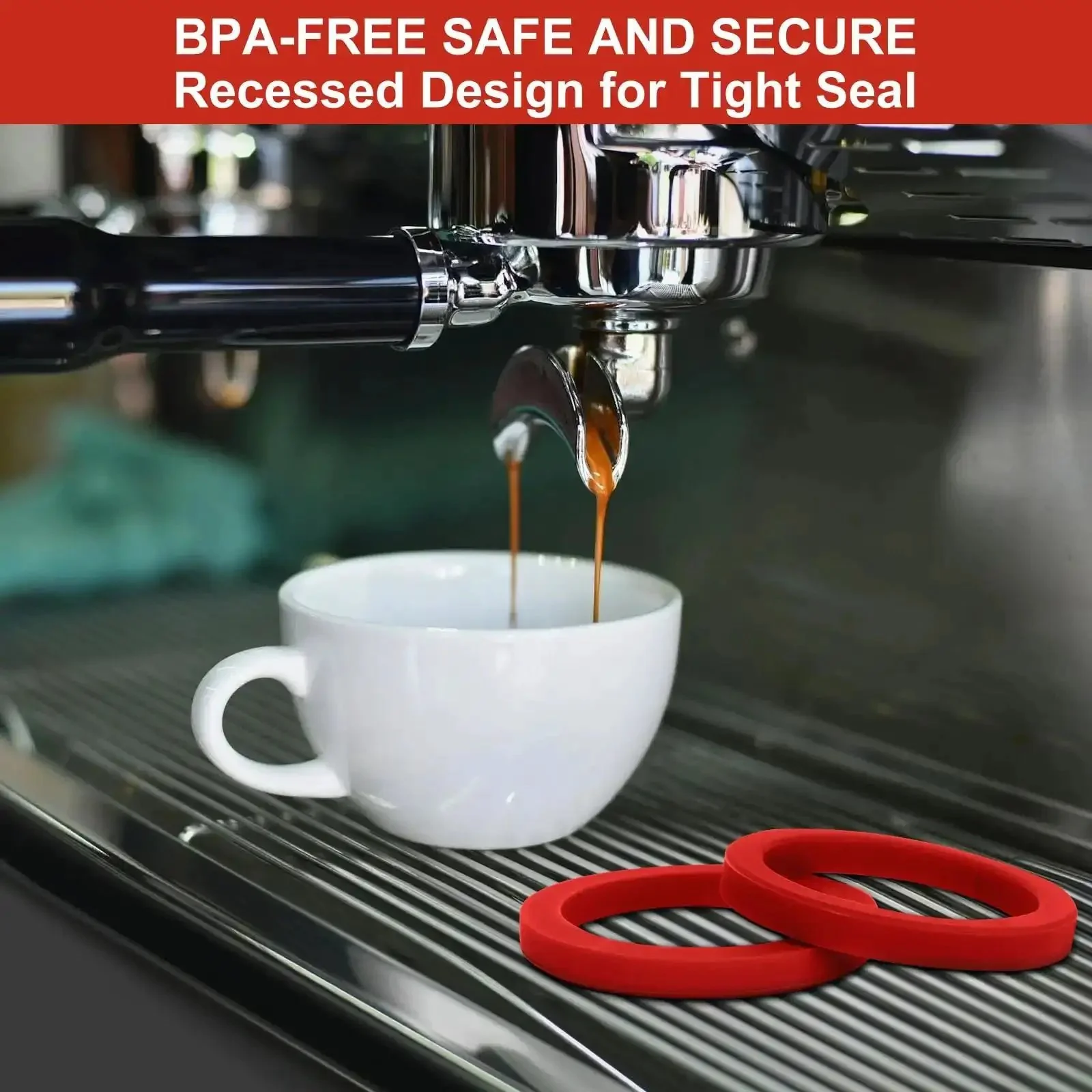 Two Pack 8.0mm Silicone Group Gasket For E61 Espresso Machines Grouphead And Portafilter Red Replacement Seal Ring BPA Free Food Safe Durable Heat Resistant Gasket For Your Home Barista Setup Easy Install And Reliable Fit - Image 5