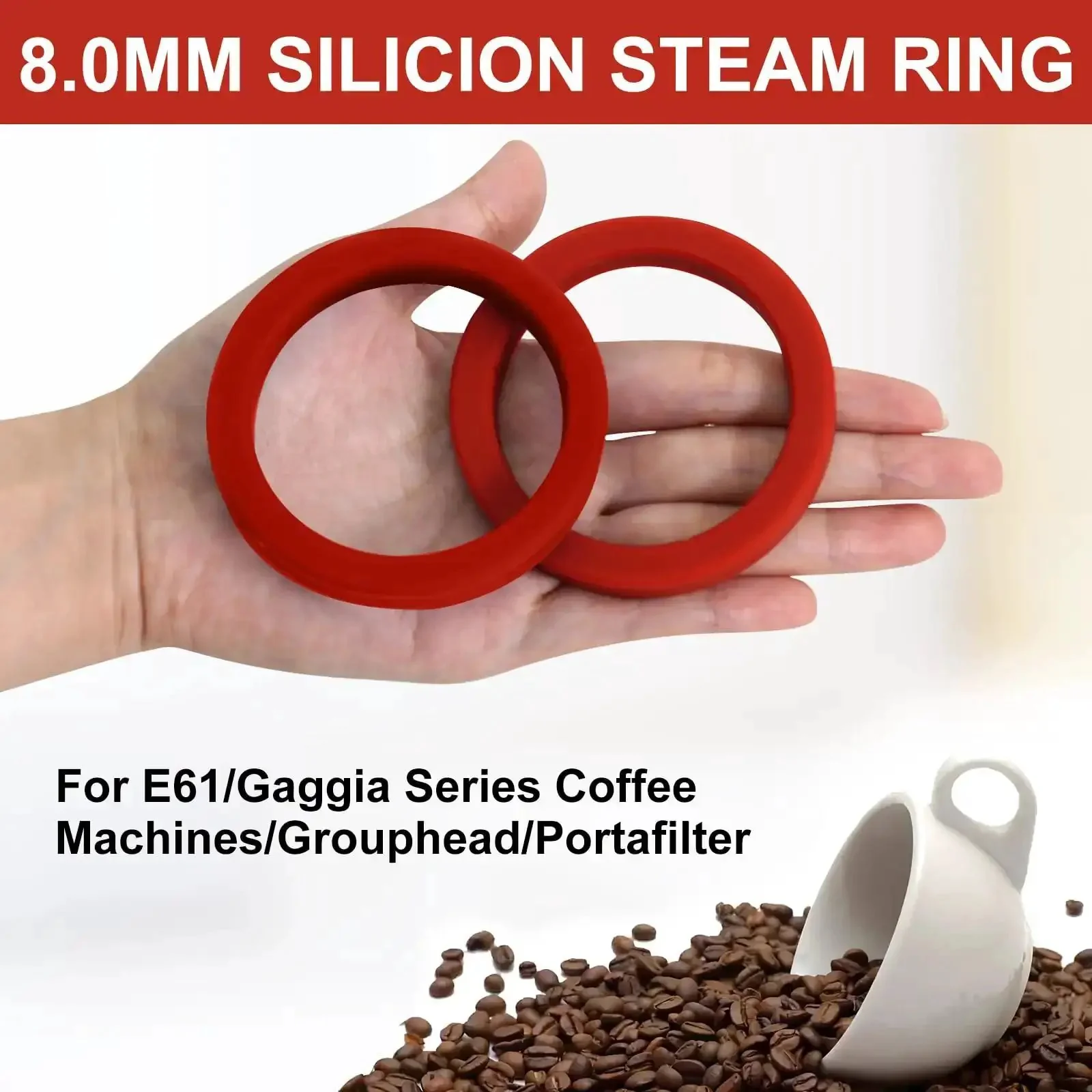 Two Pack 8.0mm Silicone Group Gasket For E61 Espresso Machines Grouphead And Portafilter Red Replacement Seal Ring BPA Free Food Safe Durable Heat Resistant Gasket For Your Home Barista Setup Easy Install And Reliable Fit - Image 6