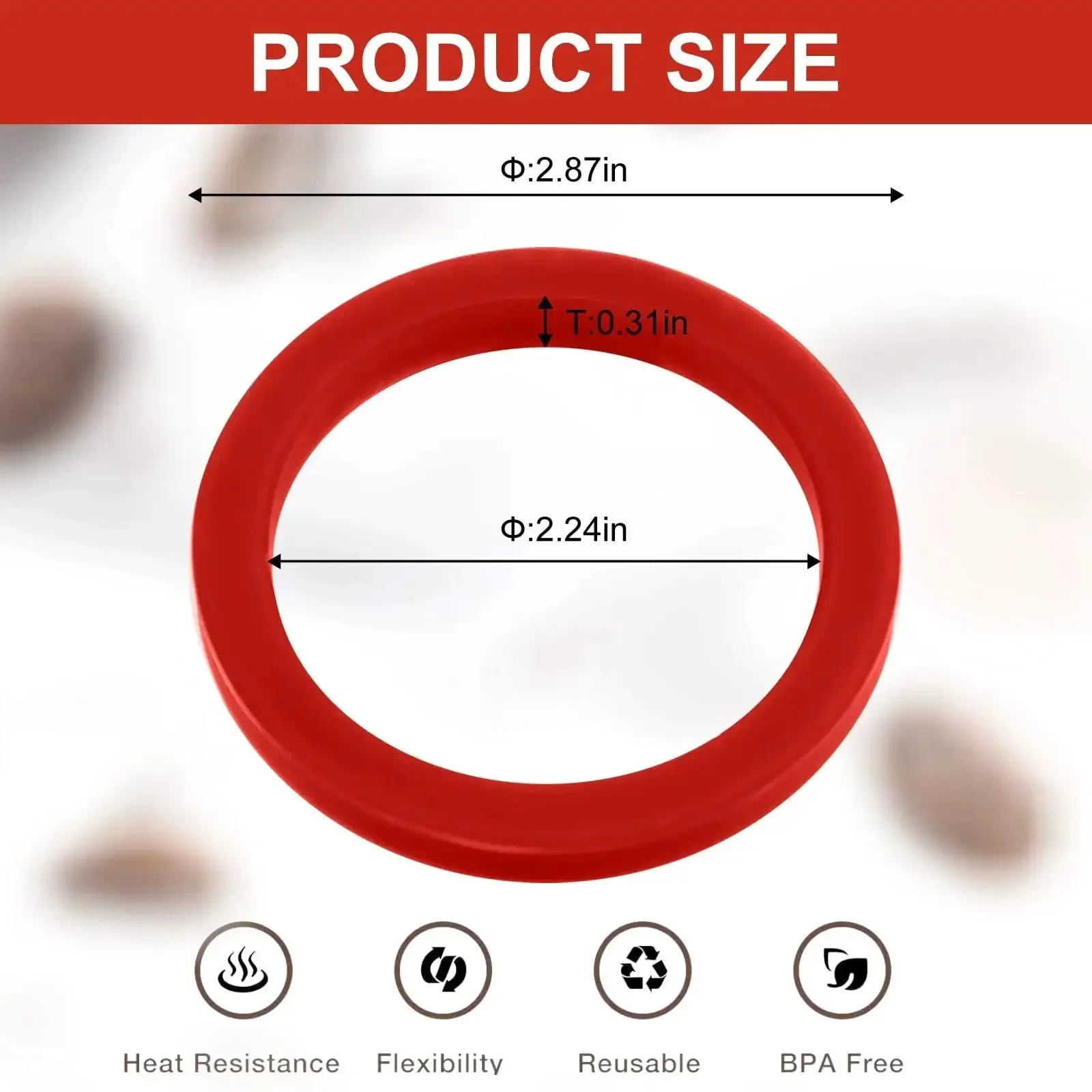 Two Pack 8.0mm Silicone Group Gasket For E61 Espresso Machines Grouphead And Portafilter Red Replacement Seal Ring BPA Free Food Safe Durable Heat Resistant Gasket For Your Home Barista Setup Easy Install And Reliable Fit - Image 7