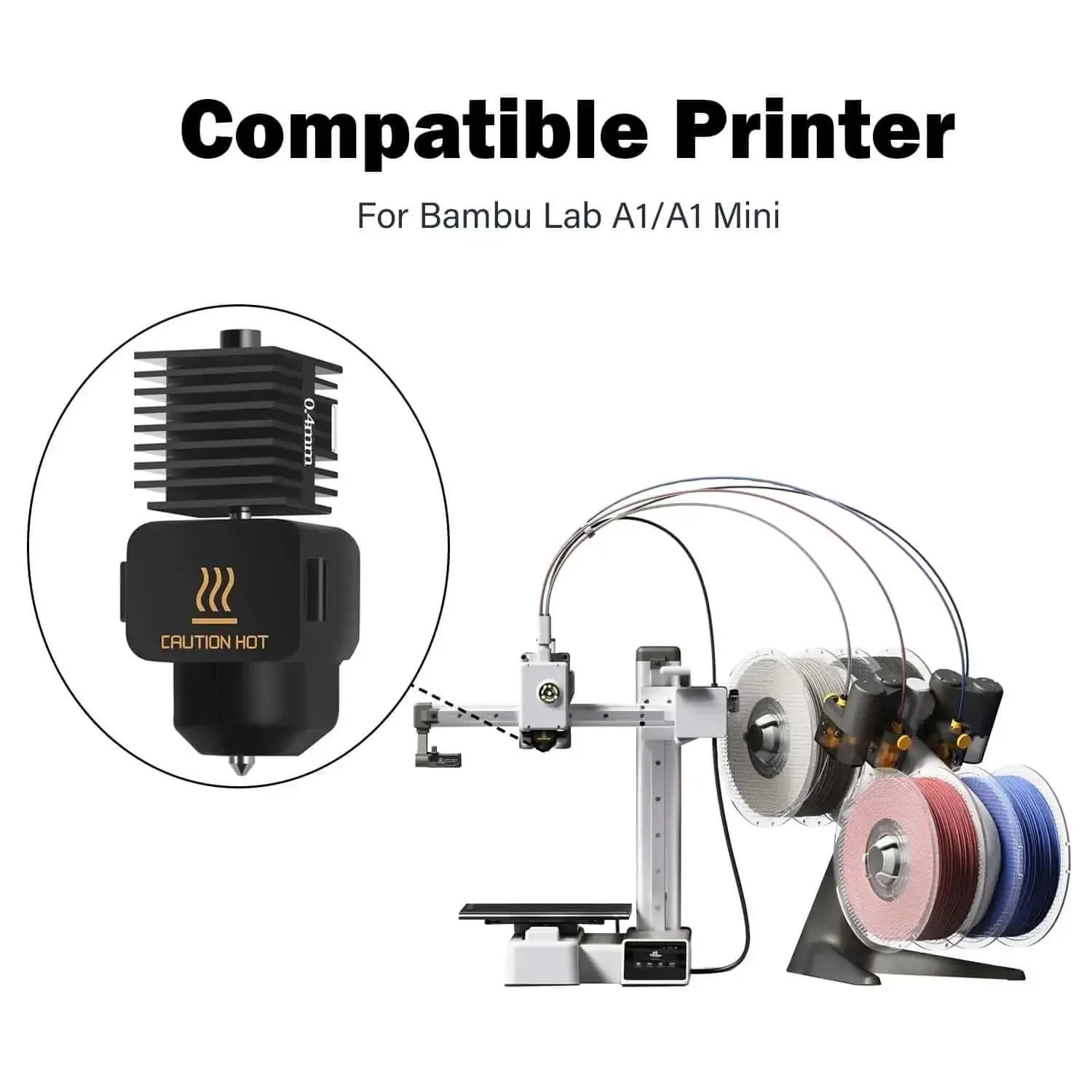Two Pack A1 Mini Hotend Kit Upgrade For A1 3D Printer With High Temperature 0.4mm Hardened Steel Nozzle And Silicone Sock Covers Includes Four Silicone Socks For Bambu Lab Compatible Printers - Image 4