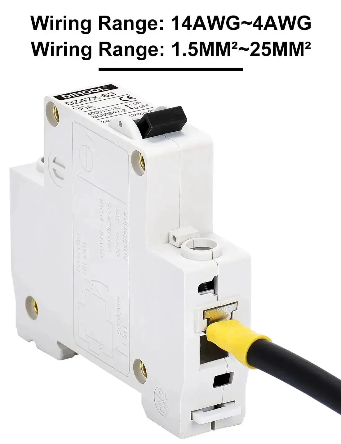 Two Pack AC DC Miniature Circuit Breakers 30 Amp Single Pole With Beefed Up Thermal Magnetic Trip For 12 To 48V DC And 90 To 480V AC Solar Disconnect Switch DIN Rail Mount RV Battery Isolator PV Array MCB - Image 4
