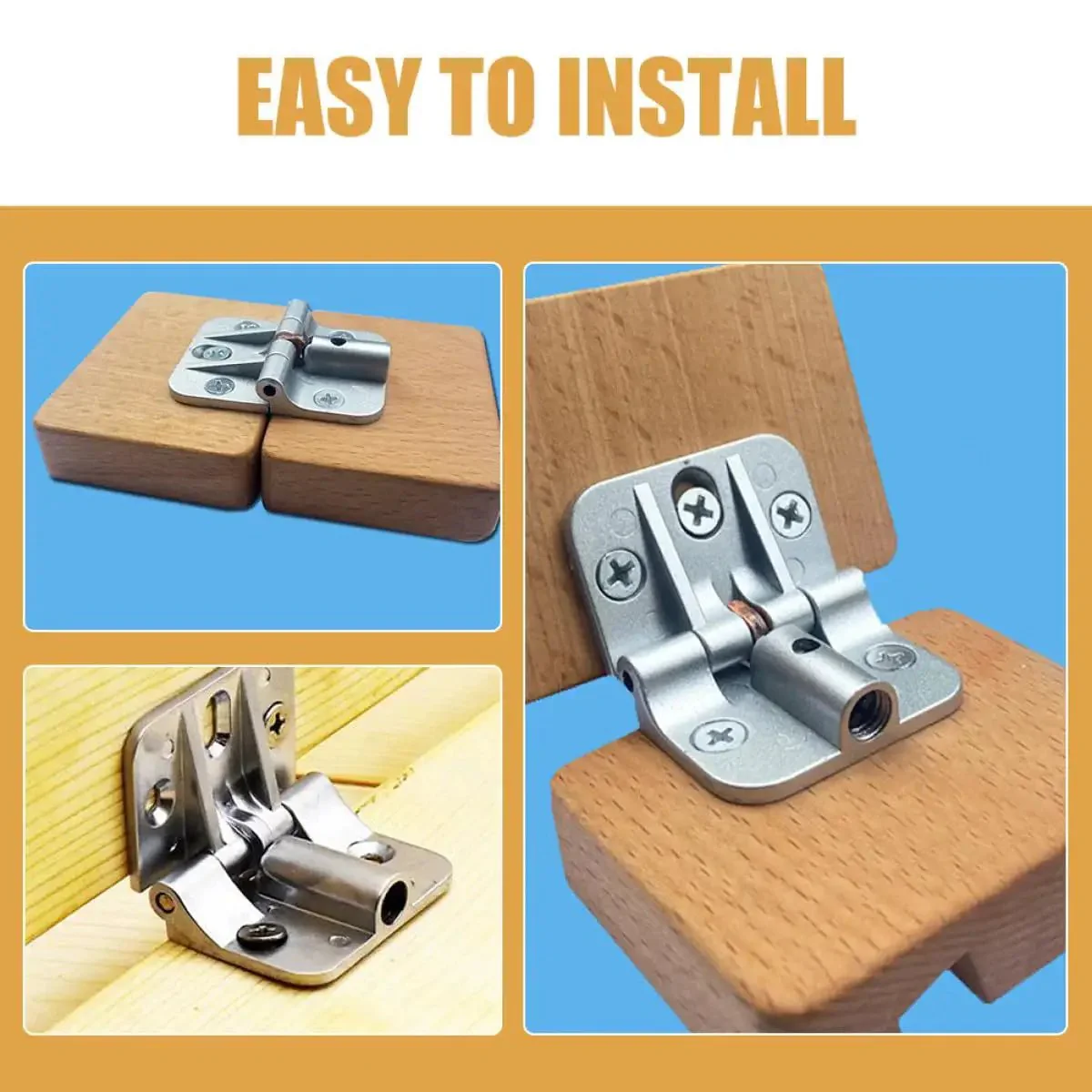 Two Pack Adjustable Torque Cabinet Hinges With 90 Degree Positioning, Foldable Drop Leaf Table Hinge Kit With Limit Stop, Zinc Alloy Silver, Built Tough For RV And Home Furniture - Image 3