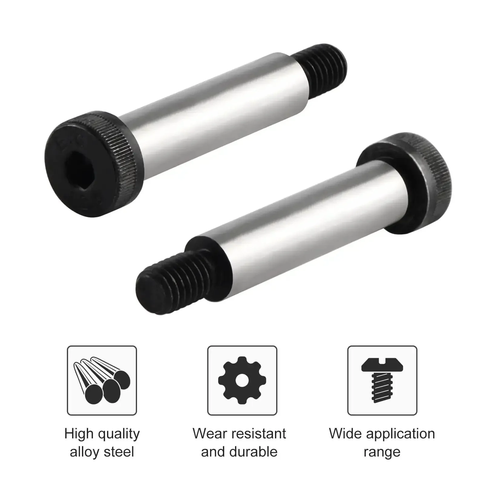 Two Pack Alloy Steel Shoulder Bolts With Half Inch Shoulder Diameter And Two Inch Length, Three Eighths UNC Thread, Hex Socket Head, Built To Last Tough As Nails Fasteners For Machinery, Corrosion Resistant And Precision Alignment - Image 4