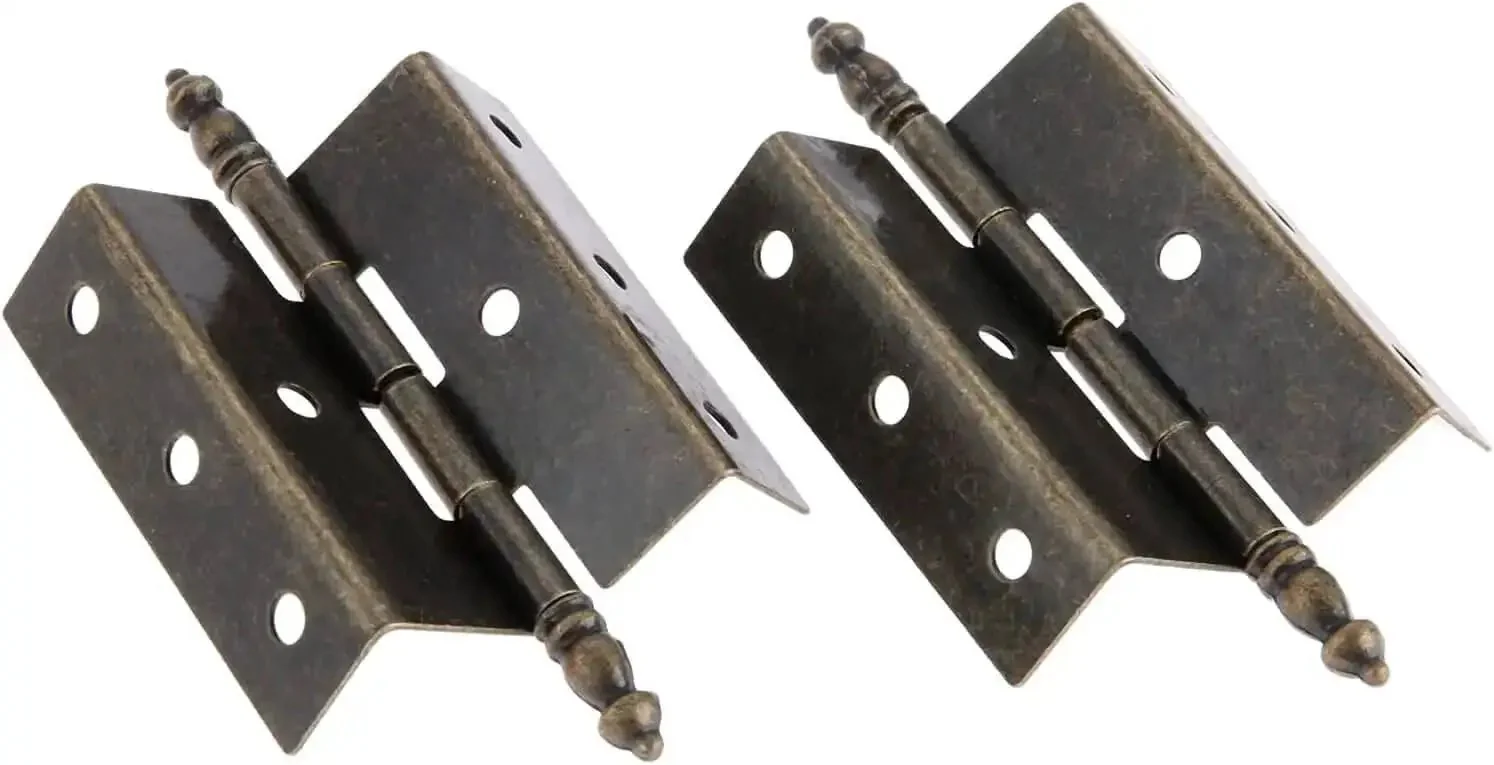 Two Pack Antique Bronze Cabinet Door Hinge Set Crown Style For Vintage Jewelry Boxes And Wooden Cabinets 55 By 51 Millimeter 8 Hole Mount Zinc Alloy Decor Furniture Fittings - Image 5