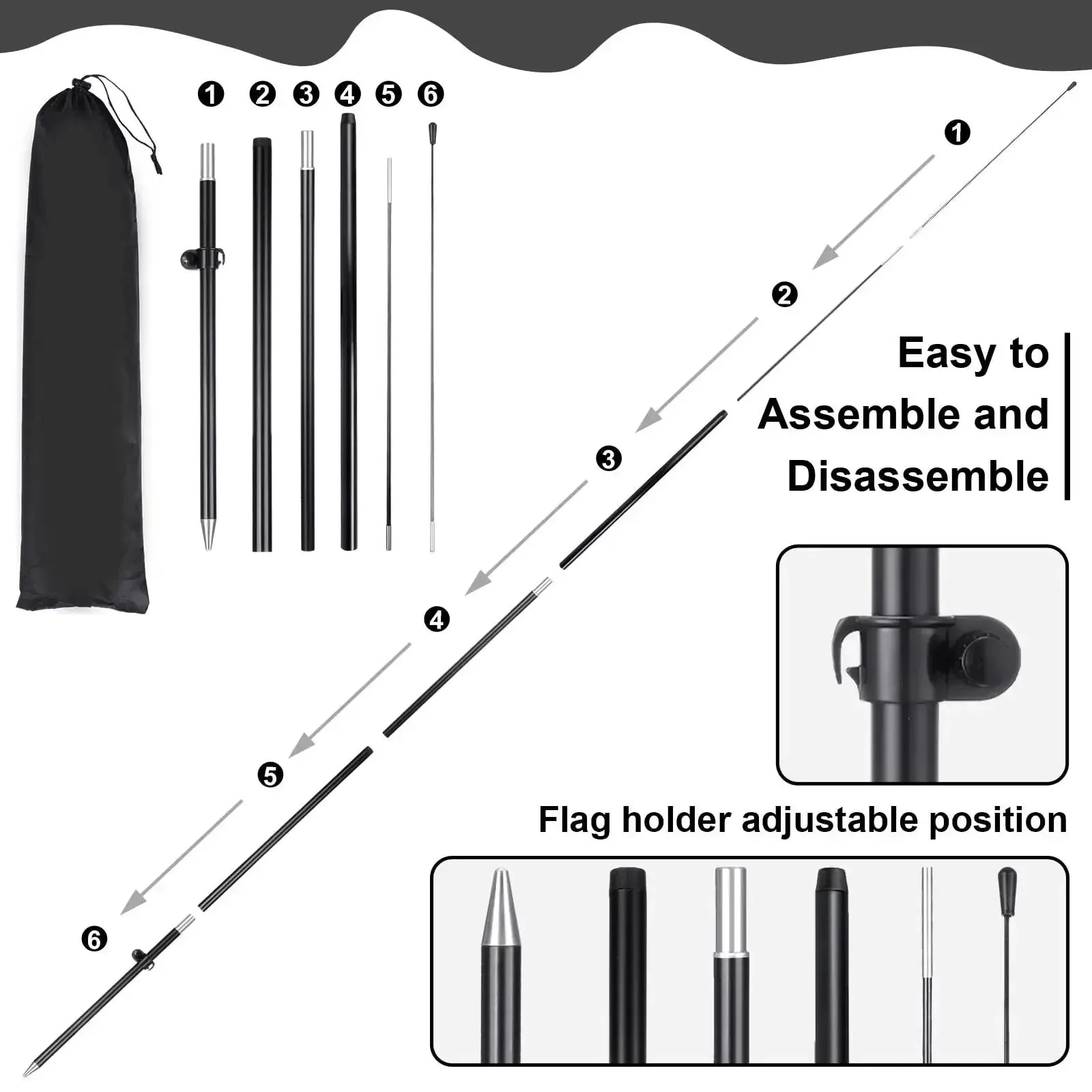 Two Pack Barbecue Feather Flag Kit With Ten Flag Poles Two Ground Stakes And Two Portable Bags For Outdoor Restaurant Advertising Seven By Five Point Four Ft Flags With Easy Setup For Streetfront Or Patio Advertising Displays - Image 4