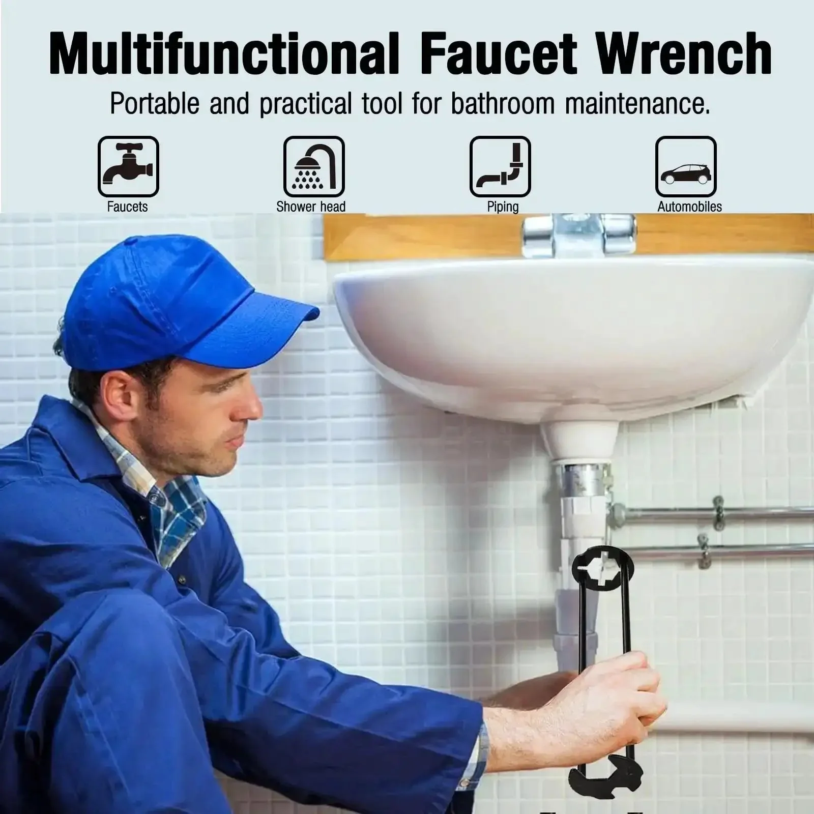 Two Pack Basin Wrench Set For Tight Spaces Universal Faucet Nut Tool With Four Jaw Hex Spanner Seven Size Adjustable Plumber Wrenches Ideal For Kitchen And Bathroom Plumbing Tasks And Narrow Pipe Fittings - Image 2