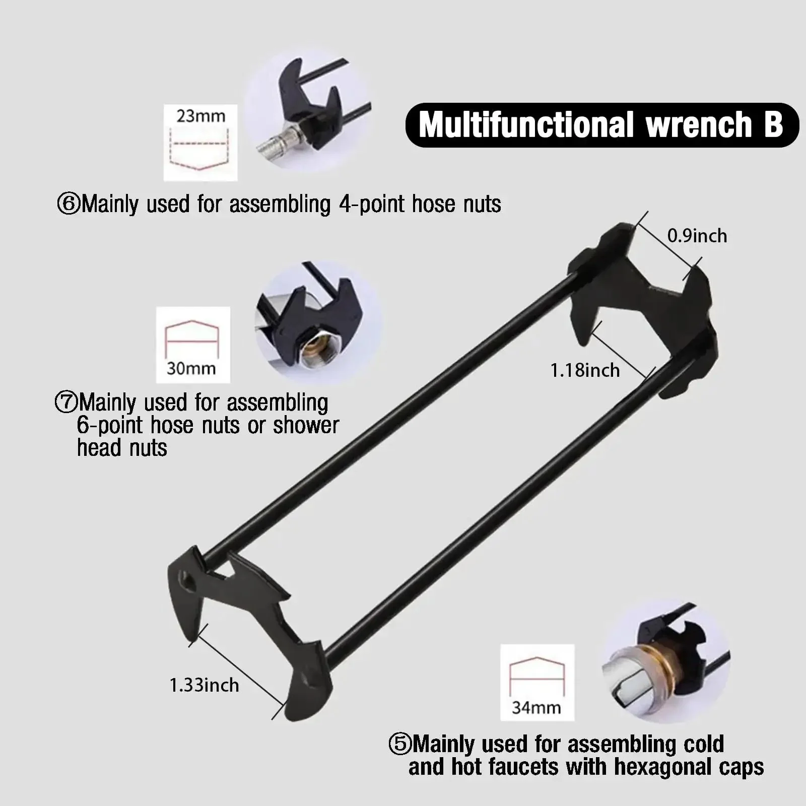 Two Pack Basin Wrench Set For Tight Spaces Universal Faucet Nut Tool With Four Jaw Hex Spanner Seven Size Adjustable Plumber Wrenches Ideal For Kitchen And Bathroom Plumbing Tasks And Narrow Pipe Fittings - Image 3