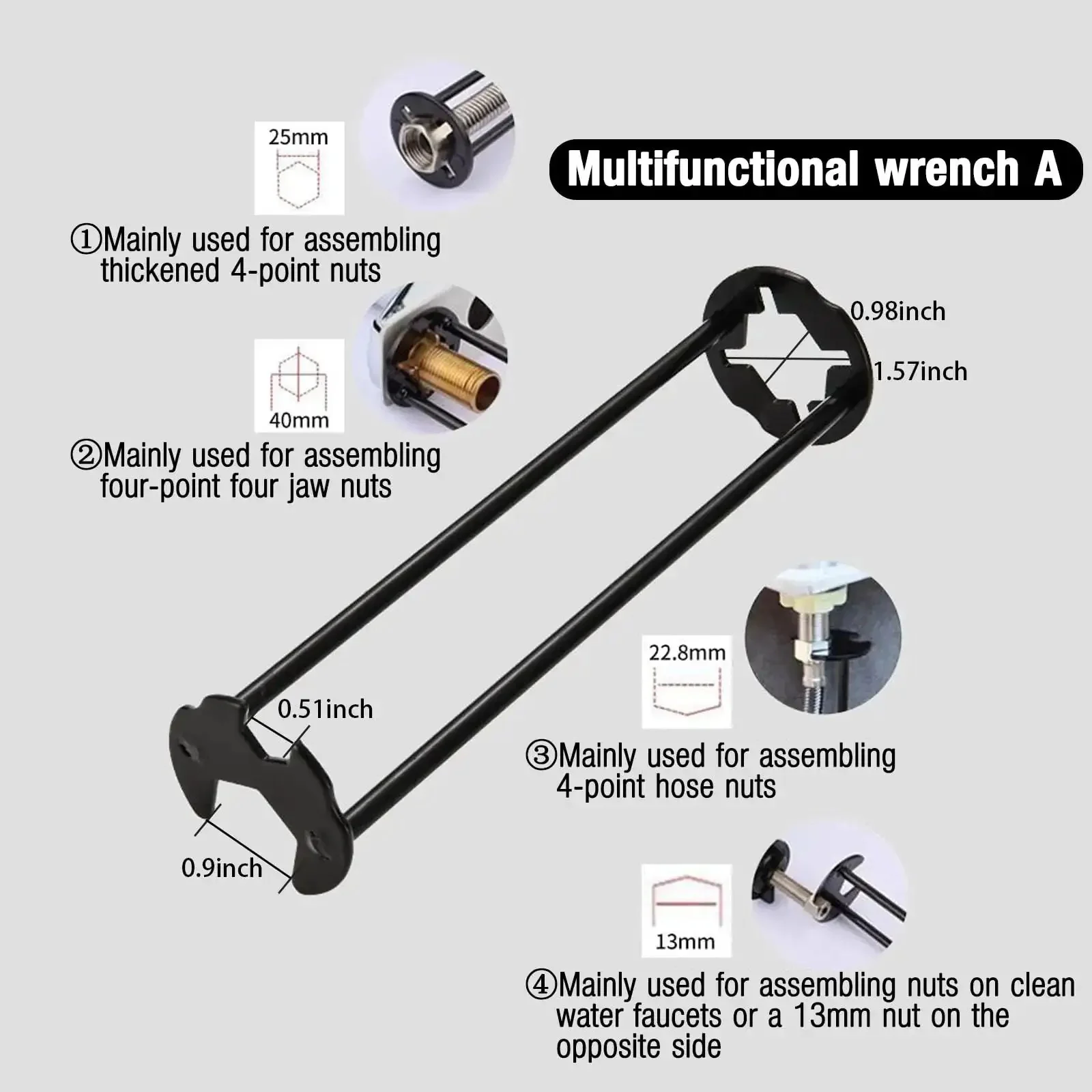 Two Pack Basin Wrench Set For Tight Spaces Universal Faucet Nut Tool With Four Jaw Hex Spanner Seven Size Adjustable Plumber Wrenches Ideal For Kitchen And Bathroom Plumbing Tasks And Narrow Pipe Fittings - Image 4