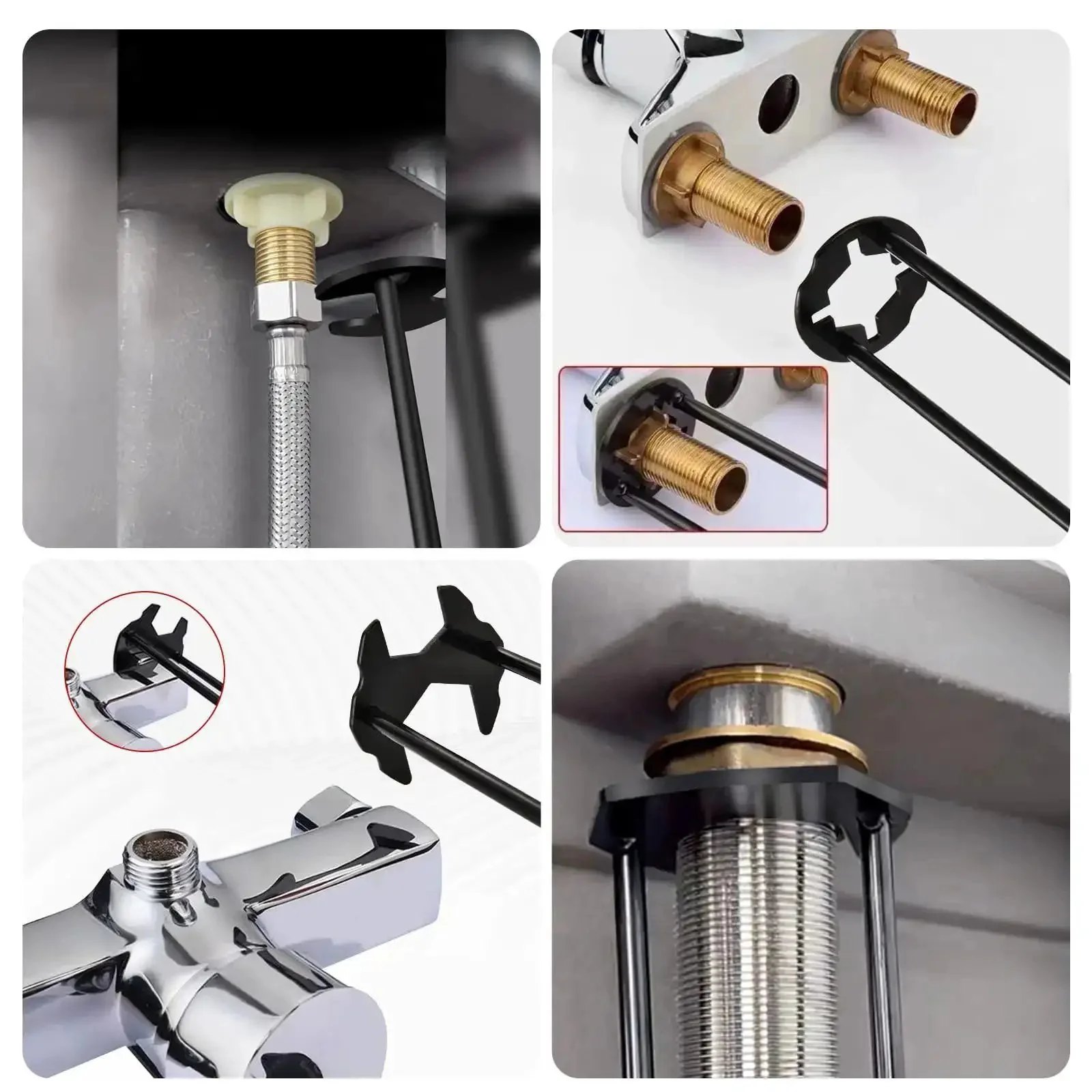 Two Pack Basin Wrench Set For Tight Spaces Universal Faucet Nut Tool With Four Jaw Hex Spanner Seven Size Adjustable Plumber Wrenches Ideal For Kitchen And Bathroom Plumbing Tasks And Narrow Pipe Fittings - Image 5