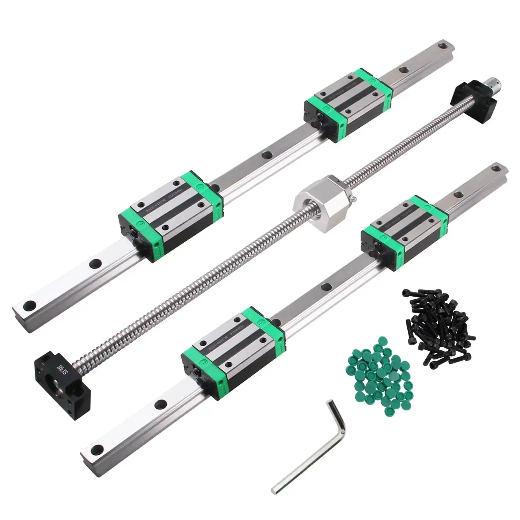 Two Pack Beefed Up HGR20 Linear Guide Rail 1000 Millimeter With RM1605 1000 Millimeter Anti Backlash Ballscrew Kit Including BF12 BK12 Nut Housing DSG16H Coupling And Sliding Blocks For CNC DIY Projects