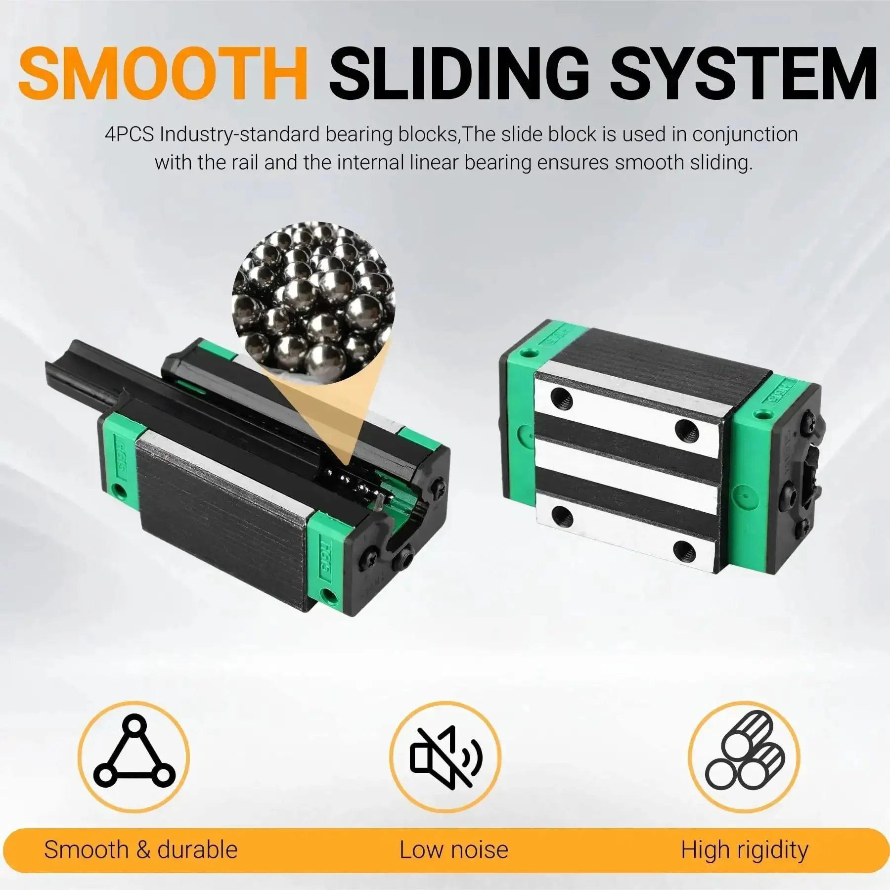 Two Pack Beefed Up HGR20 Linear Guide Rail 1000 Millimeter With RM1605 1000 Millimeter Anti Backlash Ballscrew Kit Including BF12 BK12 Nut Housing DSG16H Coupling And Sliding Blocks For CNC DIY Projects - Image 6