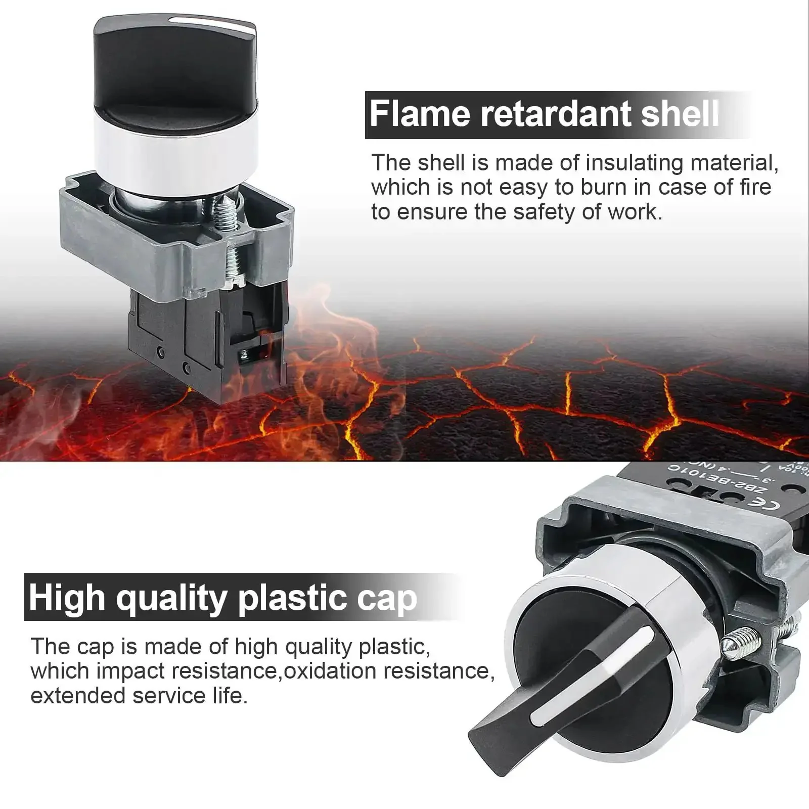 Two Pack Beefy Metal Head Selector Switch 2 Position 1NO 10A 600V Industrial Toggle Switch With 6kV Impulse AC15 240V 3A CE Approved For Tough Electrical Projects - Image 5