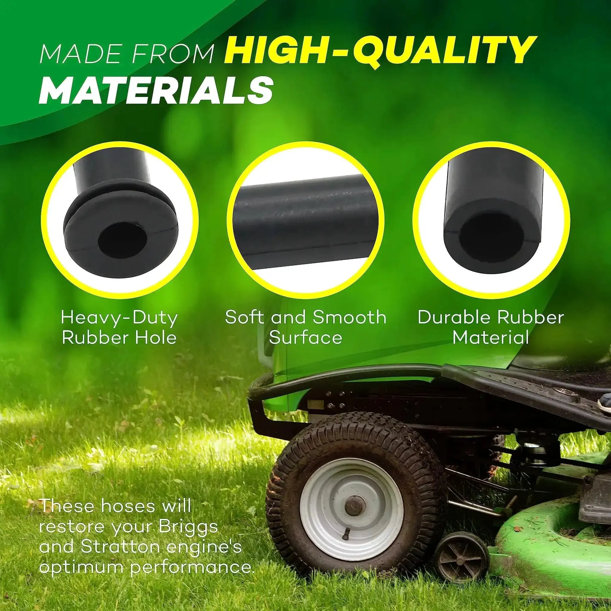 Two Pack Beefy Rubber Vacuum Hose 3 Inch For Tractor And Lawn Mower Vacuum Pumps Durable Replacement Hose Set With One Grommet End And Curved Design Engine Parts - Image 6