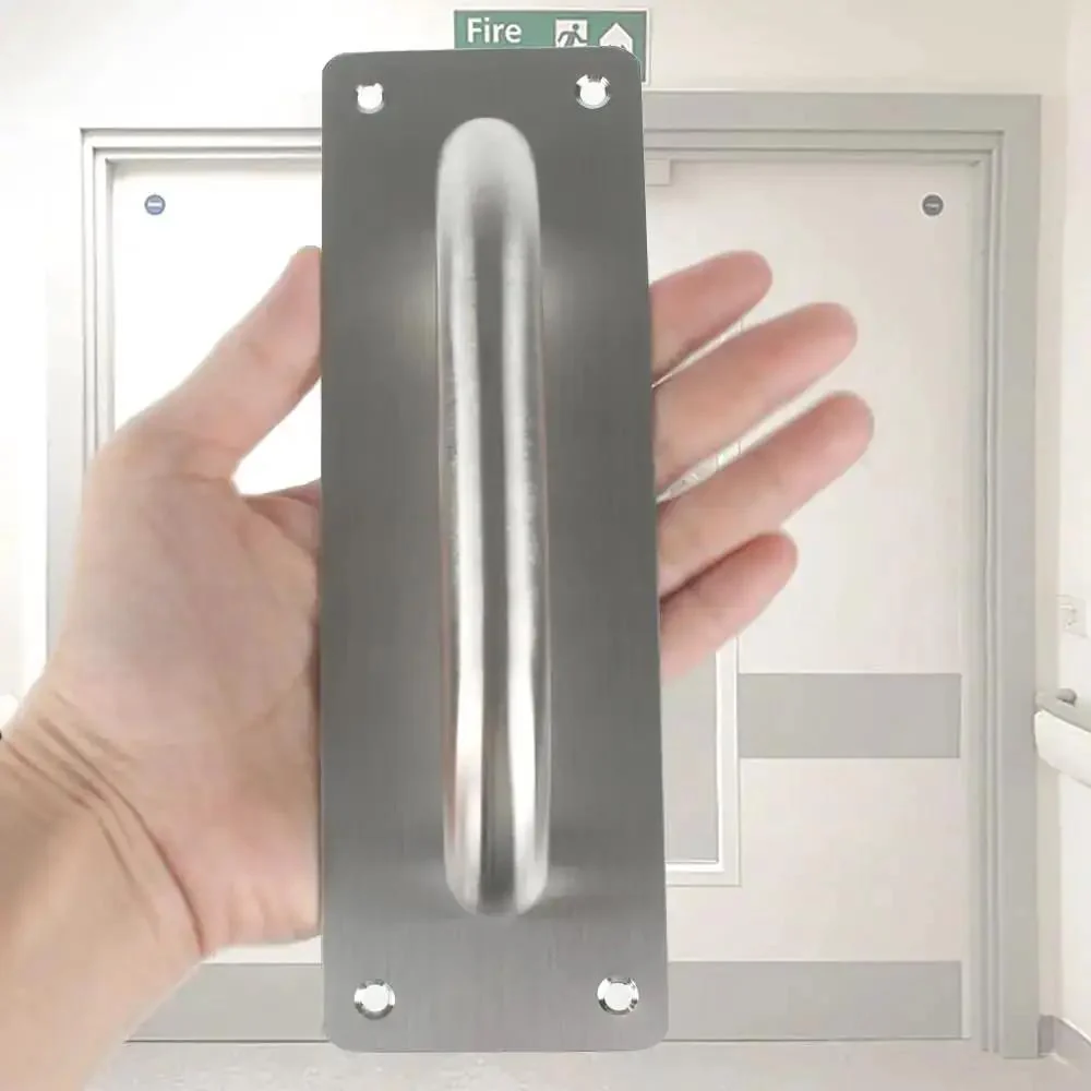 Two Pack Beefy Stainless Steel Door Pull Handles 8 Inch Heavy Duty Plate Door Pulls For Barn Shed Cupboard Toilet Cabinet Garage With Mounting Screws Rectangle 200mm By 65mm - Image 2