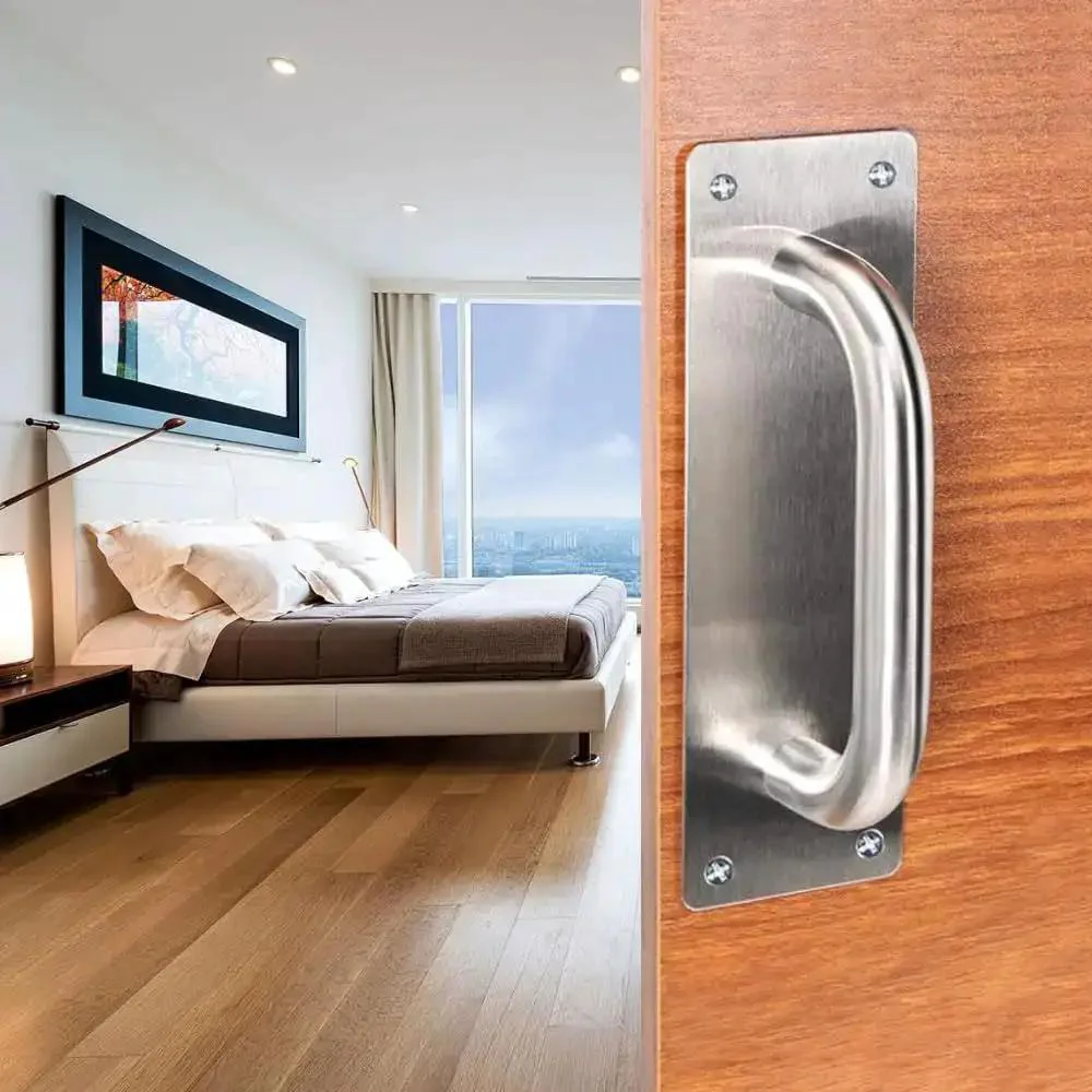 Two Pack Beefy Stainless Steel Door Pull Handles 8 Inch Heavy Duty Plate Door Pulls For Barn Shed Cupboard Toilet Cabinet Garage With Mounting Screws Rectangle 200mm By 65mm - Image 5