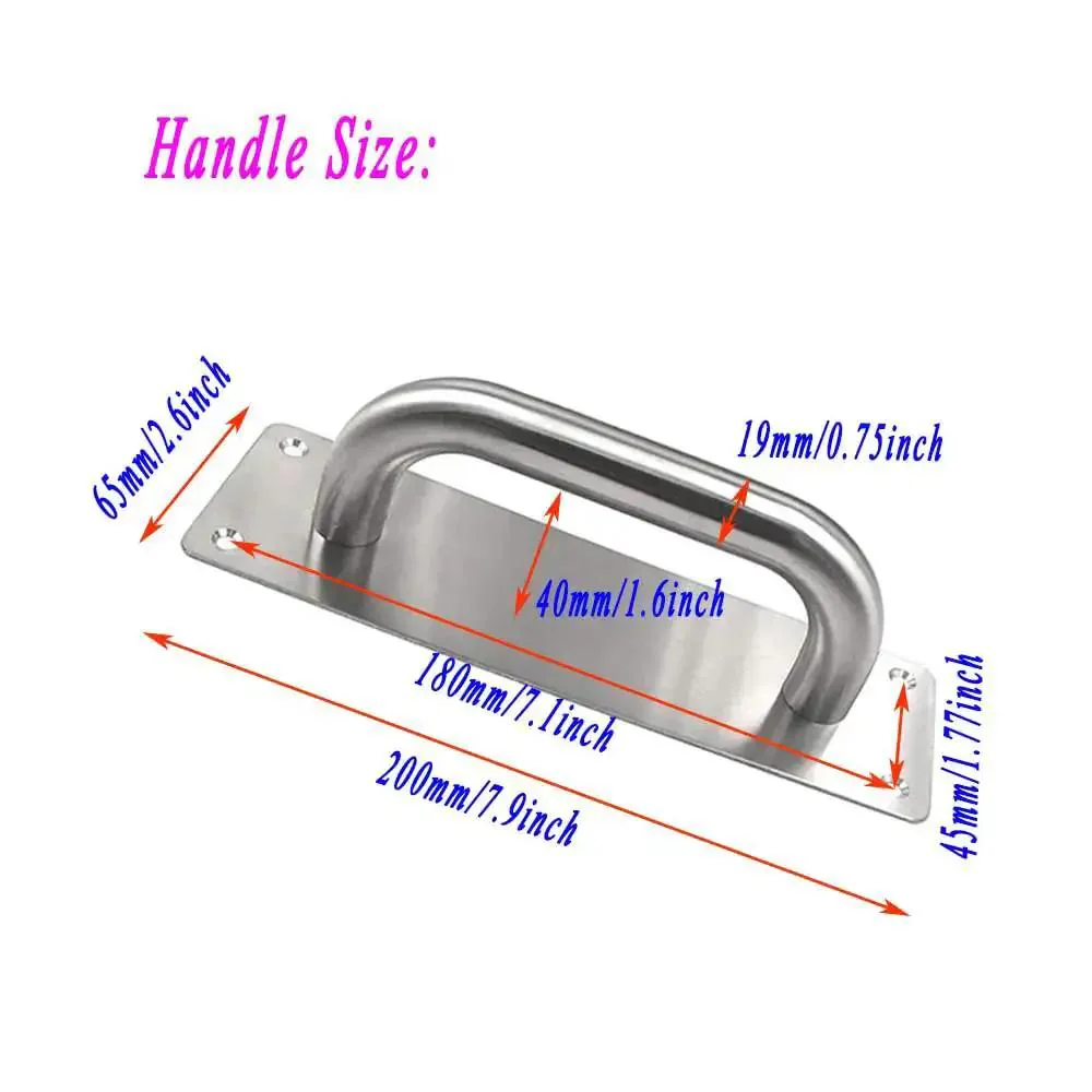 Two Pack Beefy Stainless Steel Door Pull Handles 8 Inch Heavy Duty Plate Door Pulls For Barn Shed Cupboard Toilet Cabinet Garage With Mounting Screws Rectangle 200mm By 65mm - Image 7