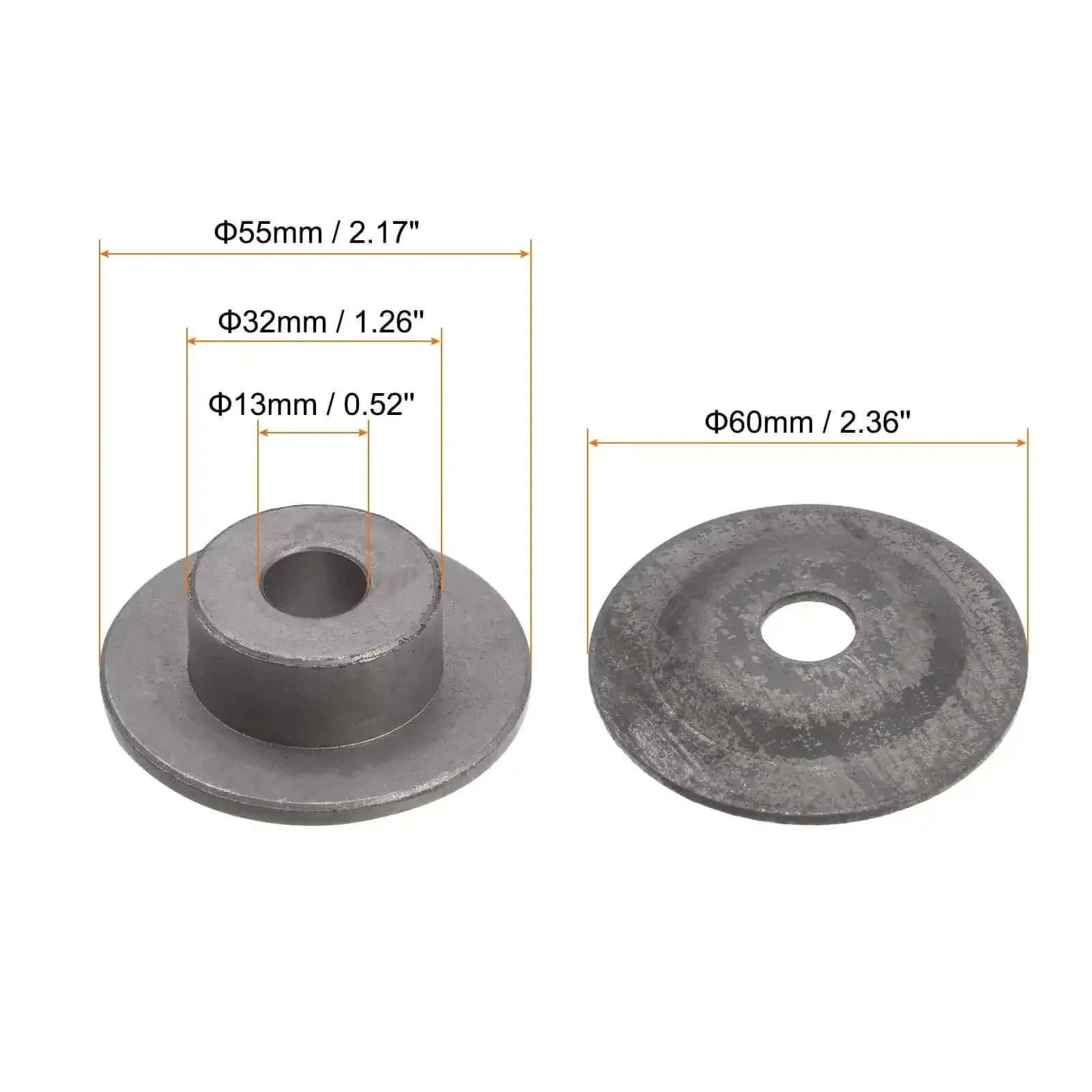 Two Pack Bench Grinder Arbor Washer Flange Set Pro Grade Carbon Steel Durable 1.26 Inch Od 0.52 Inch Id 2.17 Inch Arbor Diameter 2.36 Inch Grinder Collar - Image 5