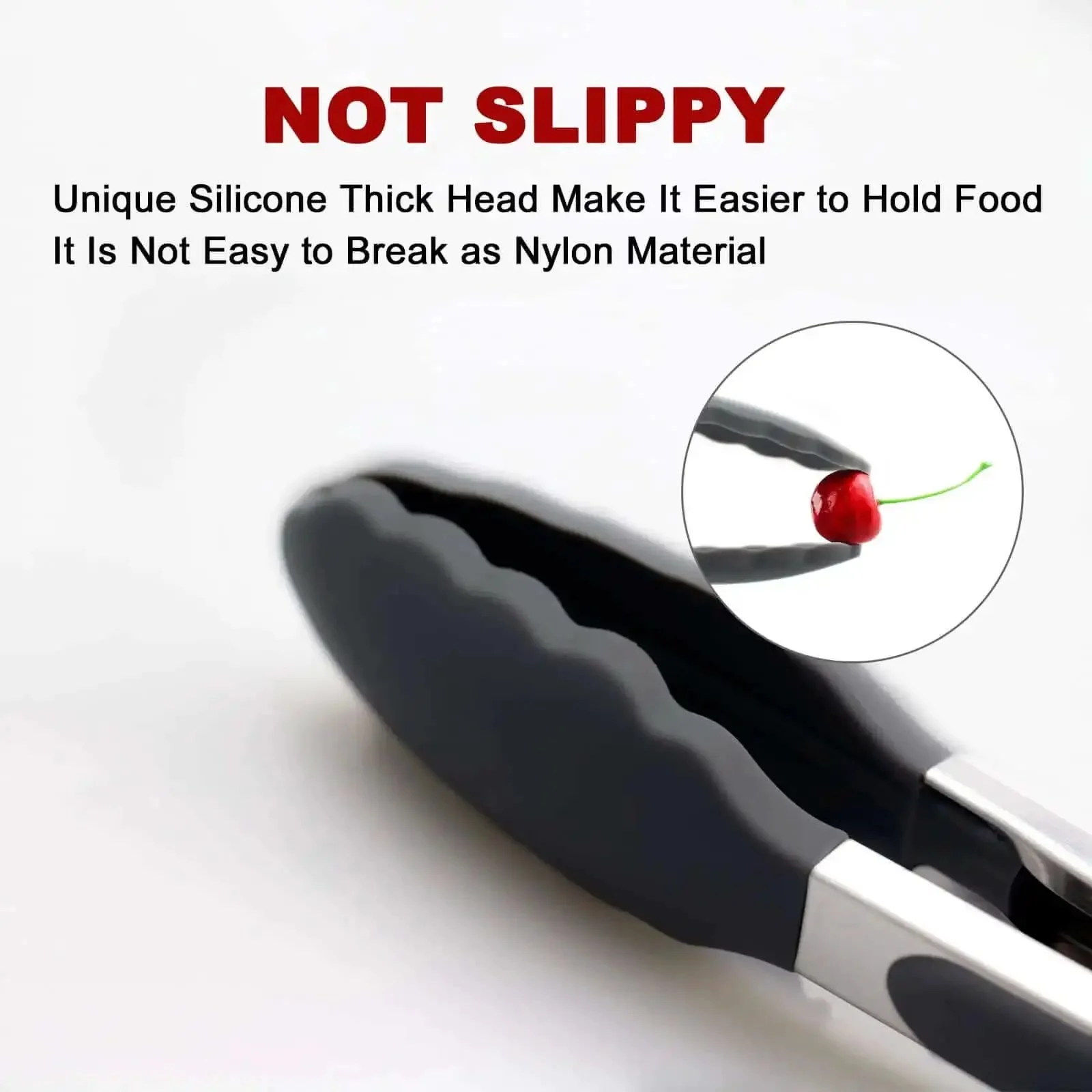 Two Pack Black Kitchen Tongs Set Pro Grade Silicone BPA Free Nonstick Stainless Steel BBQ Grilling Tongs With Locking Mechanism 9 Inch And 12 Inch Non Slip Handles Heat Resistant Up To 500 Degrees - Image 9