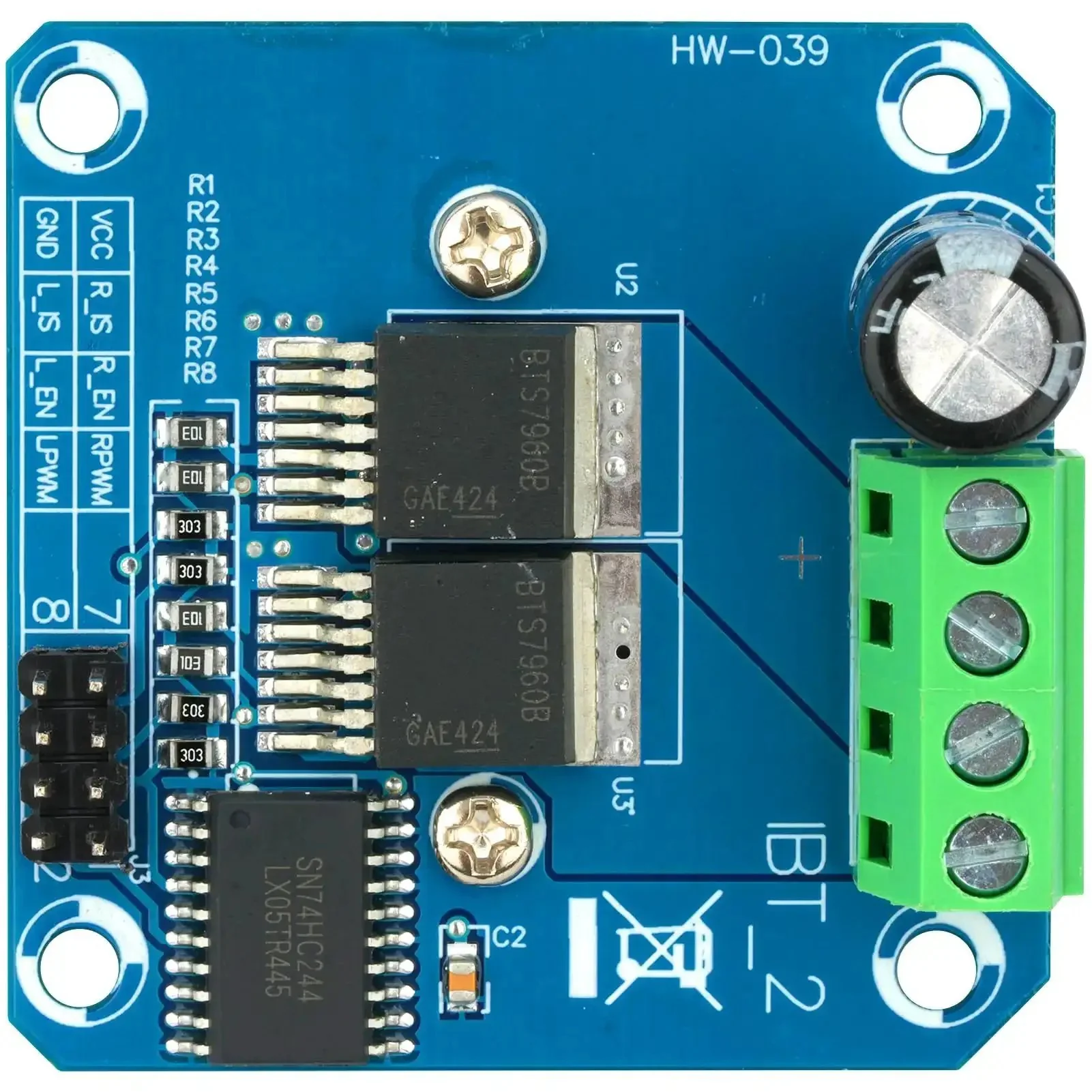Two Pack BTS7960 43A Beefy High Power H-Bridge Motor Driver Module For Arduino Projects With PWM And Level Control Dual Channel 6V-27V Input 3.3V-5V Logic Compatible - Image 4