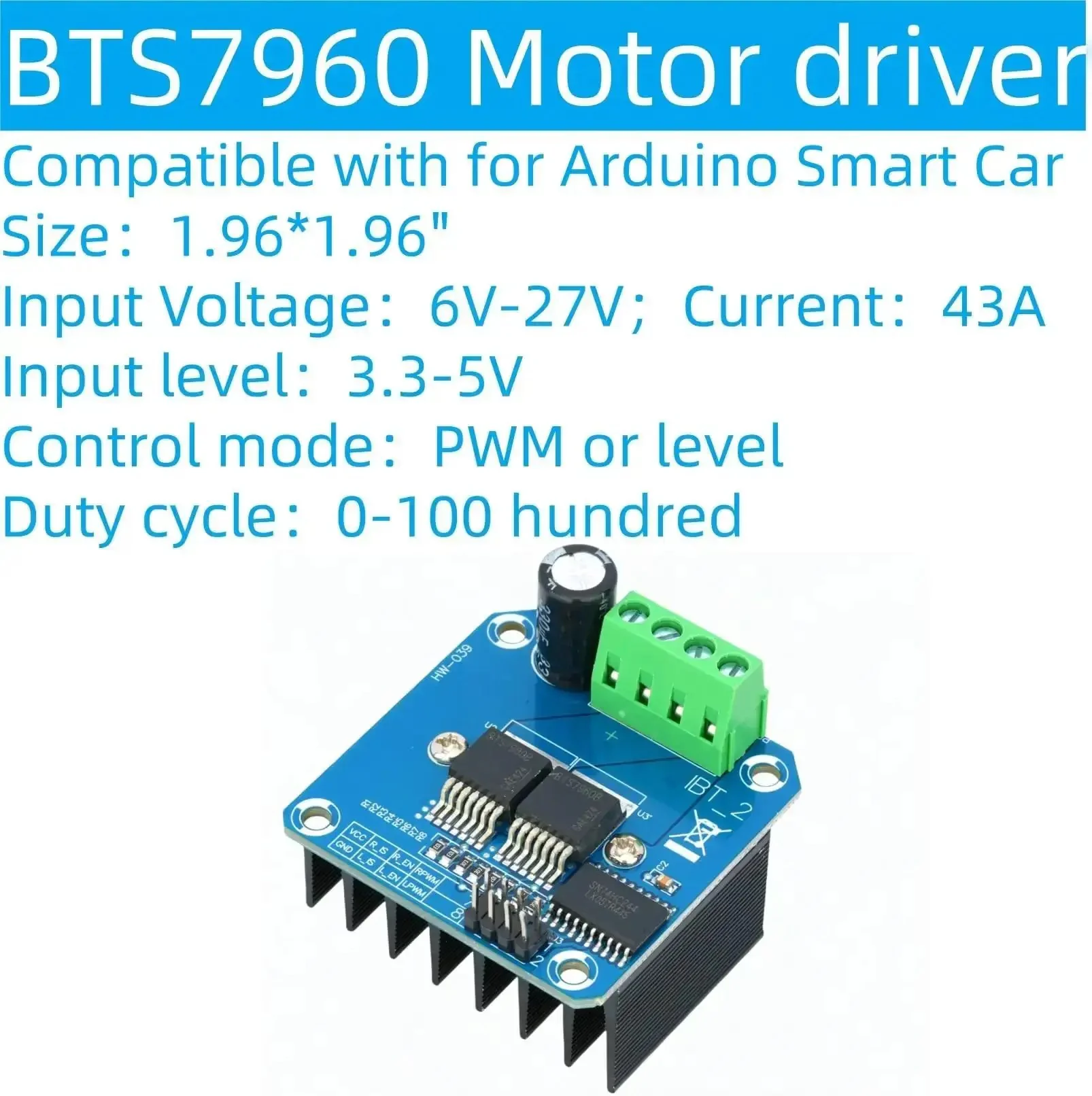 Two Pack BTS7960 43A Beefy High Power H-Bridge Motor Driver Module For Arduino Projects With PWM And Level Control Dual Channel 6V-27V Input 3.3V-5V Logic Compatible - Image 8