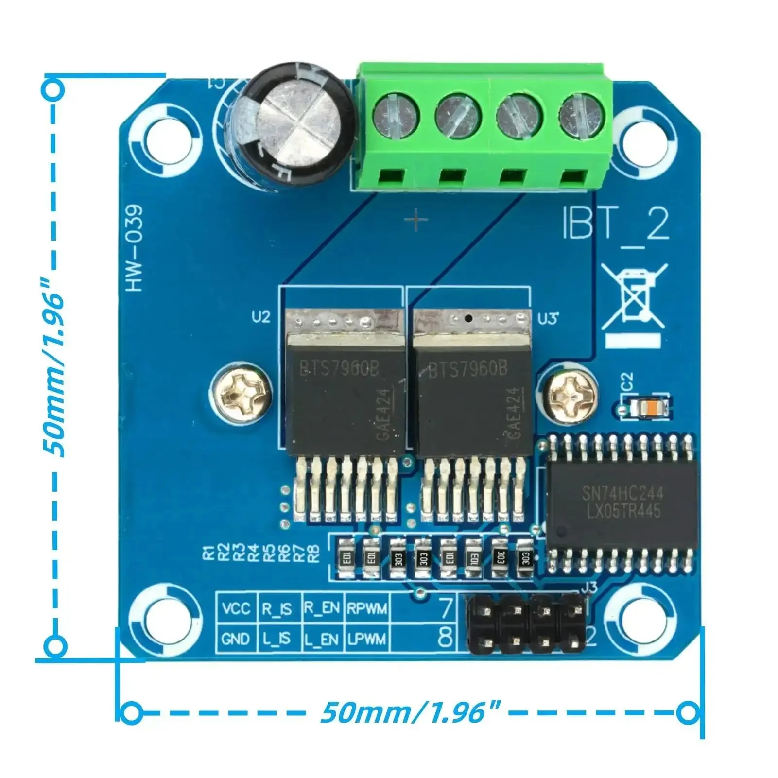 Two Pack BTS7960 43A Beefy High Power H-Bridge Motor Driver Module For Arduino Projects With PWM And Level Control Dual Channel 6V-27V Input 3.3V-5V Logic Compatible - Image 9
