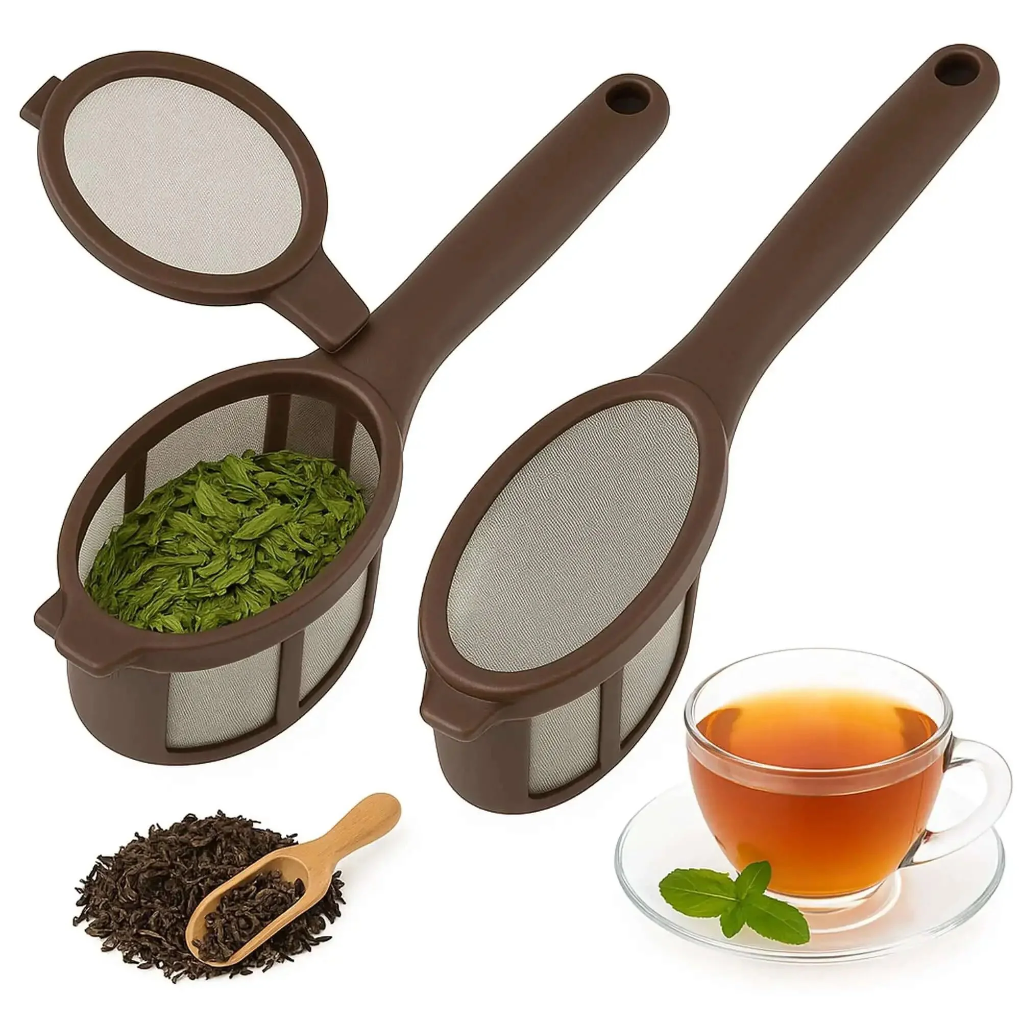 Two Pack Coffee Tea Brew Stick Infuser Reusable Filter Spoon With Fine Mesh BPA Free Easy Swivel Top Portable Single Cup Maker For Travel On The Go Work And Home