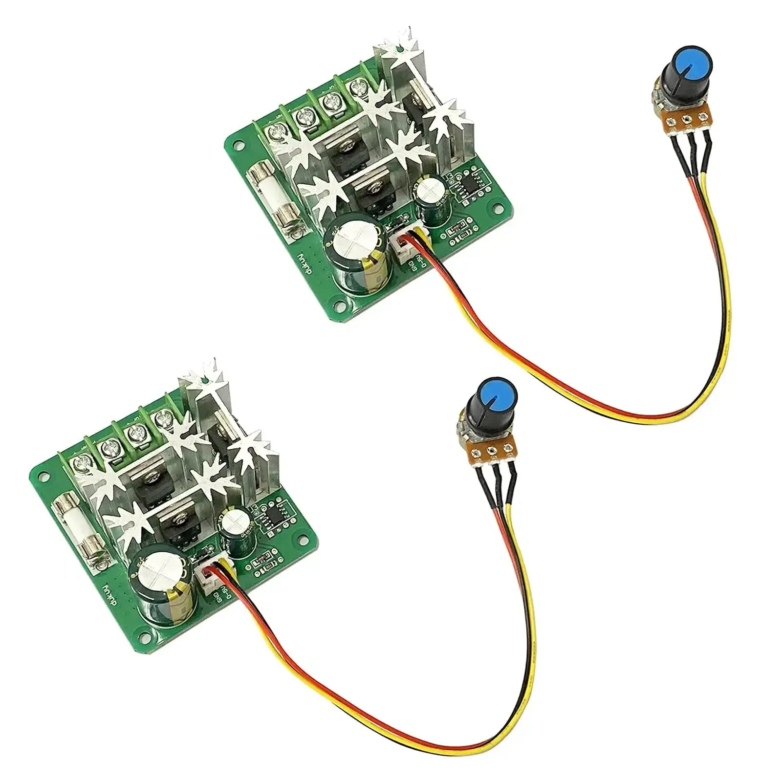 Two Pack DC Motor Speed Controller 6V To 90V PWM 15A With Knob PLC Compatible Low Noise Dope Performance High Efficiency 0 To 100 Percent Speed Control For DIY Projects And Pumps