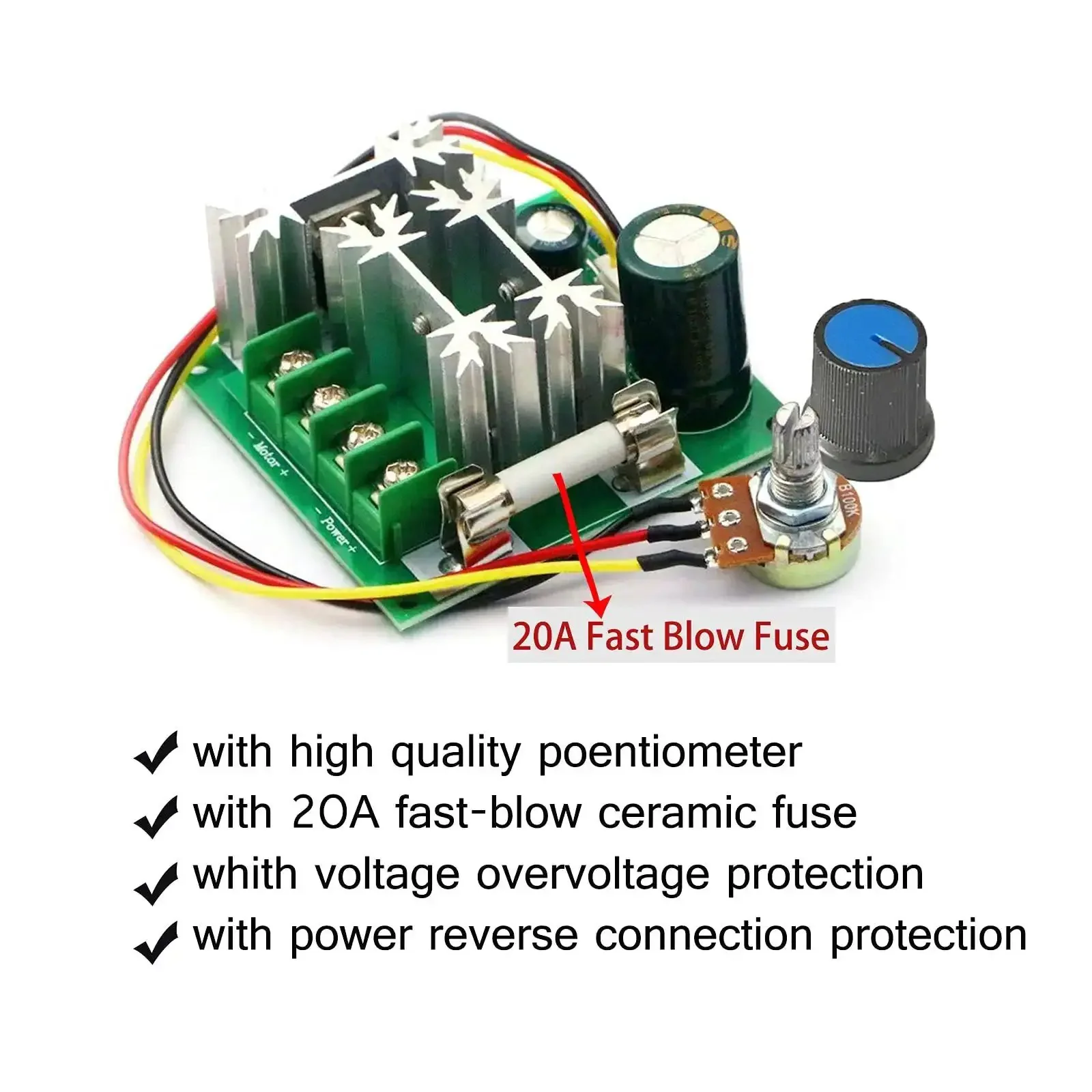 Two Pack DC Motor Speed Controller 6V To 90V PWM 15A With Knob PLC Compatible Low Noise Dope Performance High Efficiency 0 To 100 Percent Speed Control For DIY Projects And Pumps - Image 5