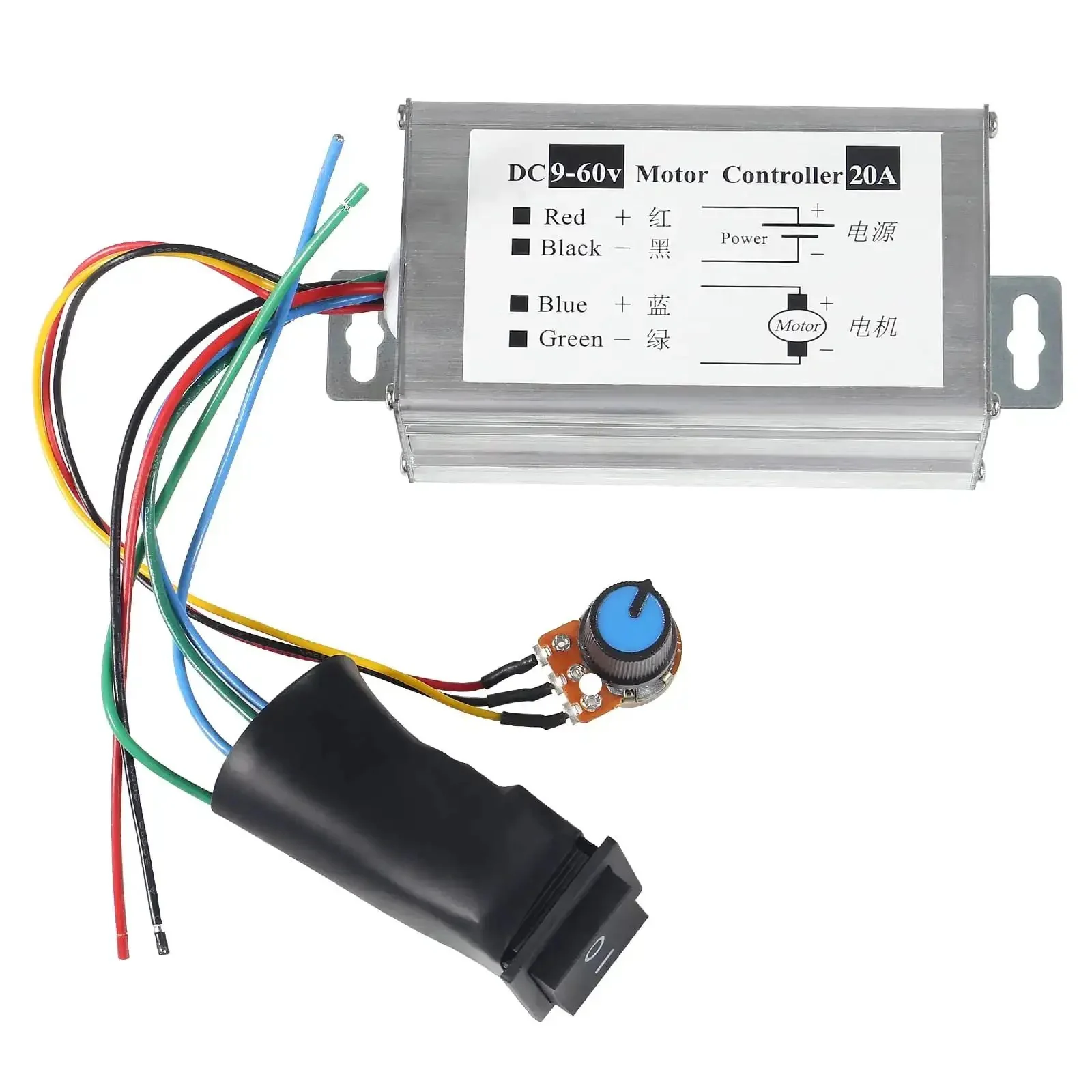 Two Pack DC Motor Speed Controller For Brush Motors, PWM Regulator With Dimmer, Switch And Knob, 9V To 60V Input, 0 To 20A Output, Up To 1200W, Works With 12V 24V 36V 48V And 60V DC Motors, Easy Dim And Speed Control - Image 6