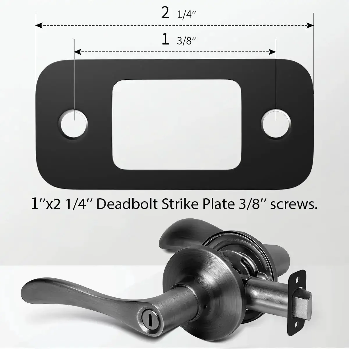 Two Pack Deadbolt Strike Plate With Backplate, 1 Inch By 2.25 Inch Round Corner Door Strike Plate In Matte Black, Built Tough Heavy Duty Door Hardware For Extra Security And Door Protection - Image 7