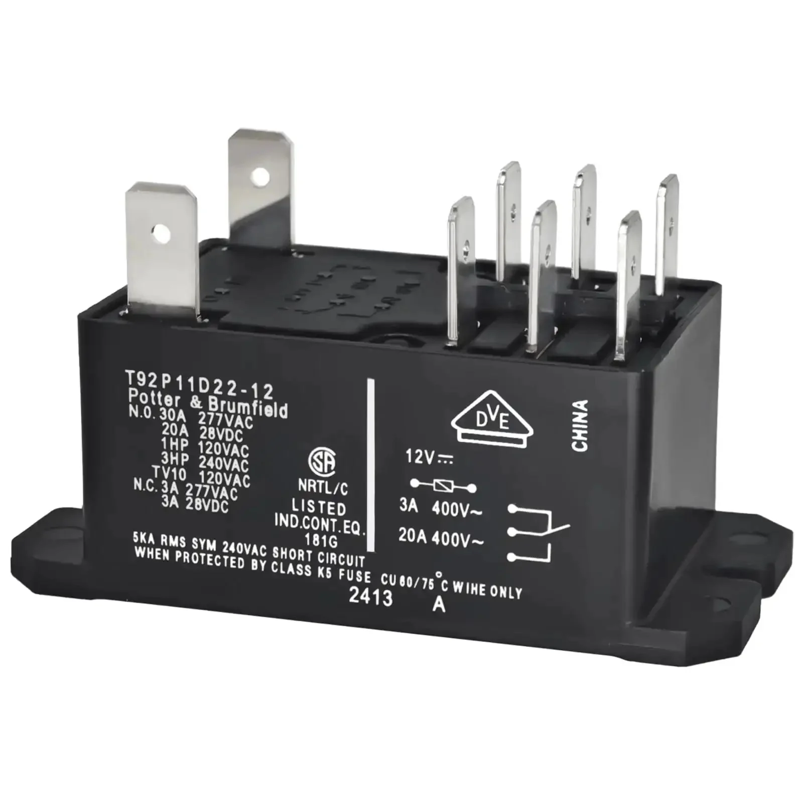 Two Pack DPDT Power Relay 12V DC Coil Beefy 30A 120 277VAC General Purpose Relay For Industrial Automation HVAC Automotive And Appliance Switching Projects Applications - Image 3
