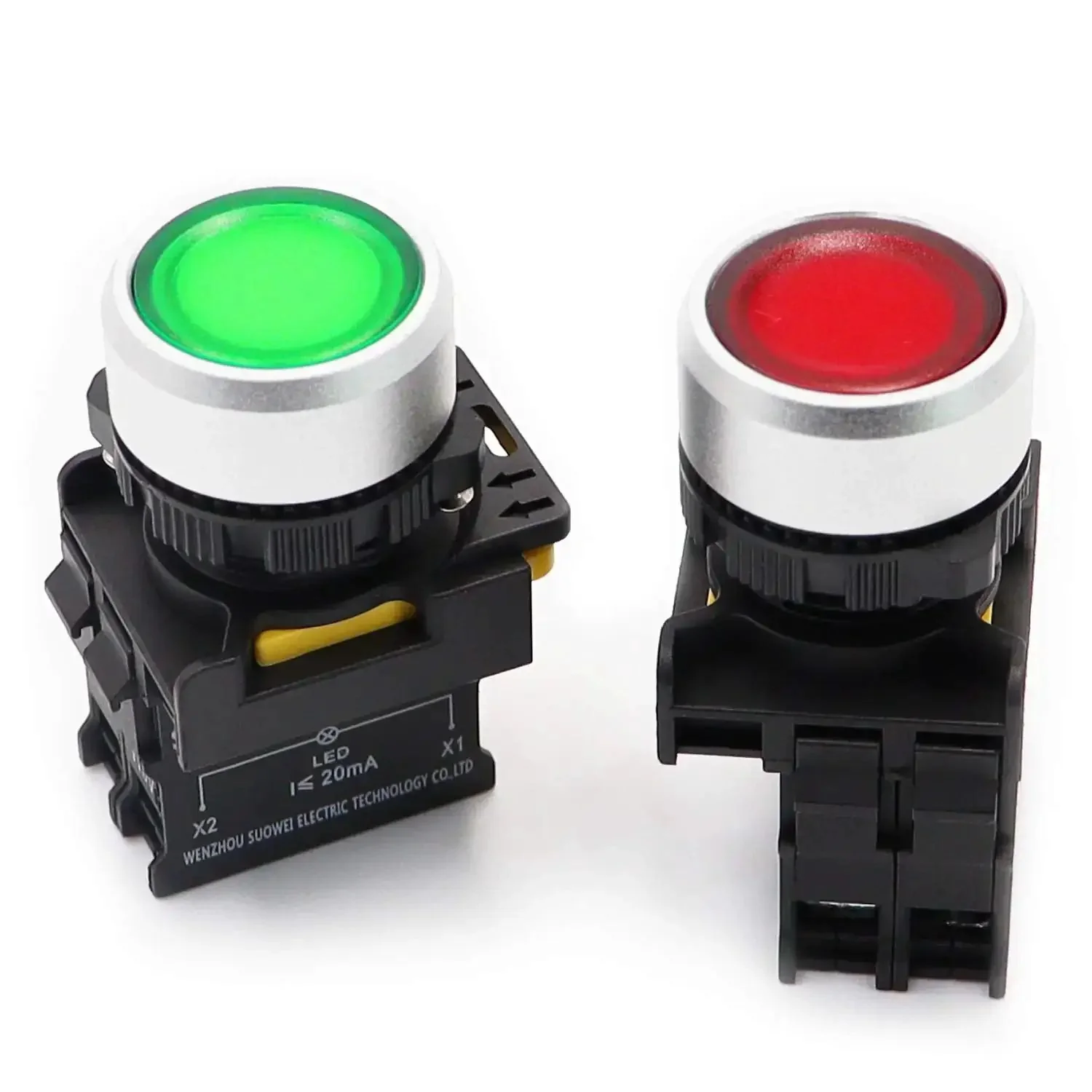 Two Pack Dual Color Red Green LED Push Button Switch 110 To 220 Volt Waterproof IP65 22mm Panel Mount 1NO 1NC SPST Momentary 10 Amp 600 Volt Great For Control Panels And DIY Projects - Image 8