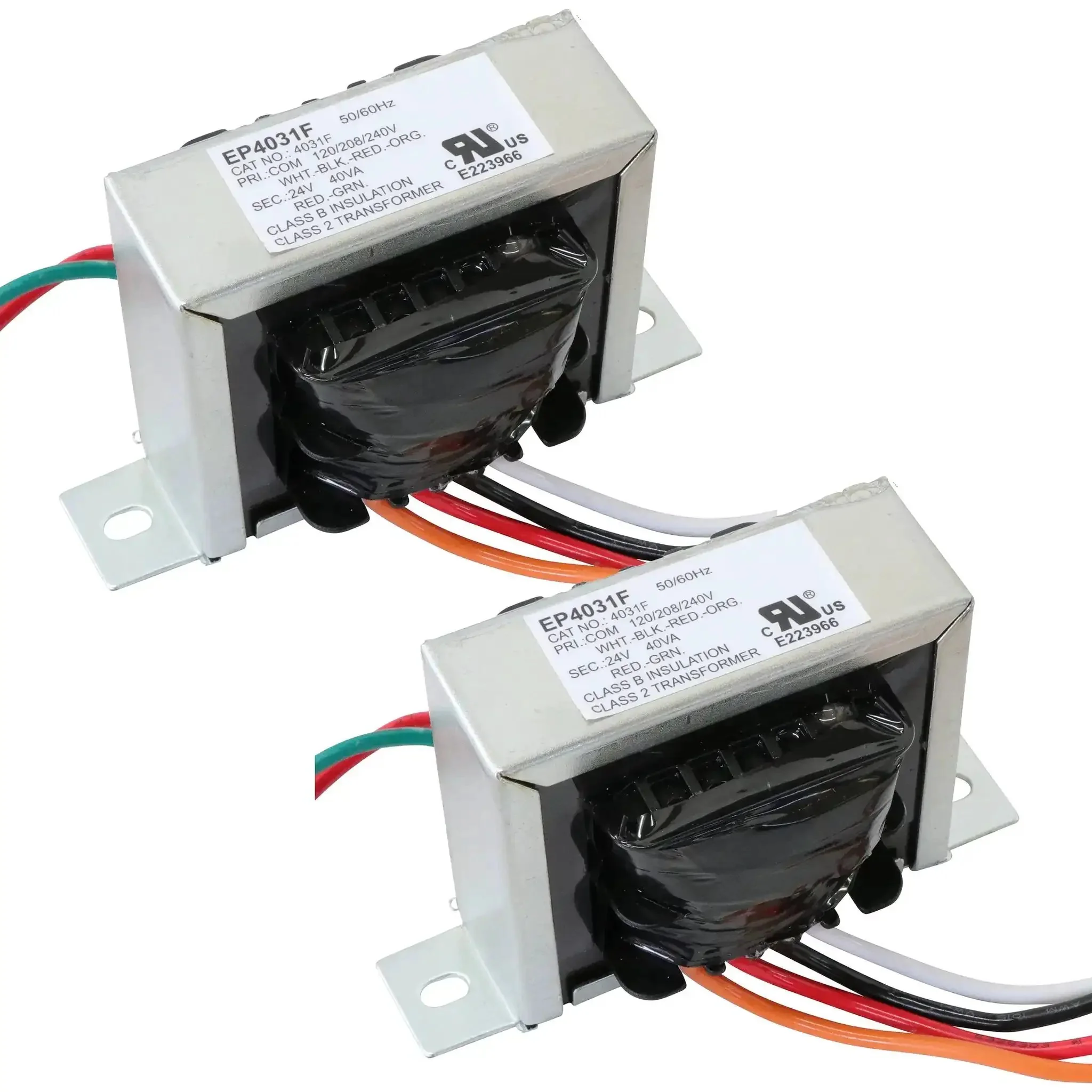 Two Pack EI Isolation Transformer For HVAC Controls 120/208/240V Primary 24V Secondary 40 VA Class 2 With Foot Mount Replacement For Jard 4031F Packard 42440 Gemline Easy Install