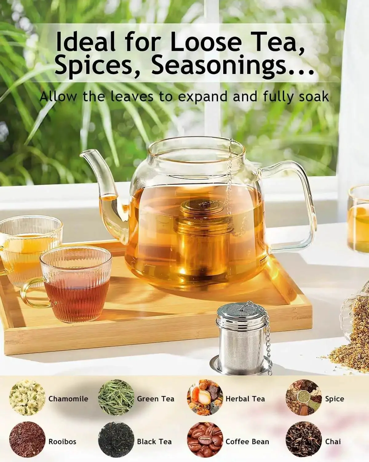 Two Pack Extra Fine Micron Mesh Tea Infusers With Extended Chain Hook For Loose Leaf Tea And Spices, Eighteen Eight Stainless Steel Tea Strainer, No Tea Sludge Or Dregs, Easy Brew And Cleanup, Durable Kitchen Gadget - Image 3