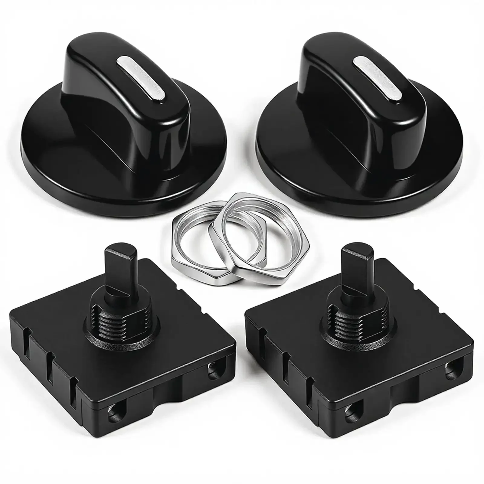 Two Pack Four Position Rotary Switch With Knob For Heaters And Fans, Three Speed Settings Plus Off, 13A At 125V Or 10A At 250V, Universal Speed Selector, Flame Retardant Plastic, Durable Plug And Play DIY Friendly Switch For Appliances