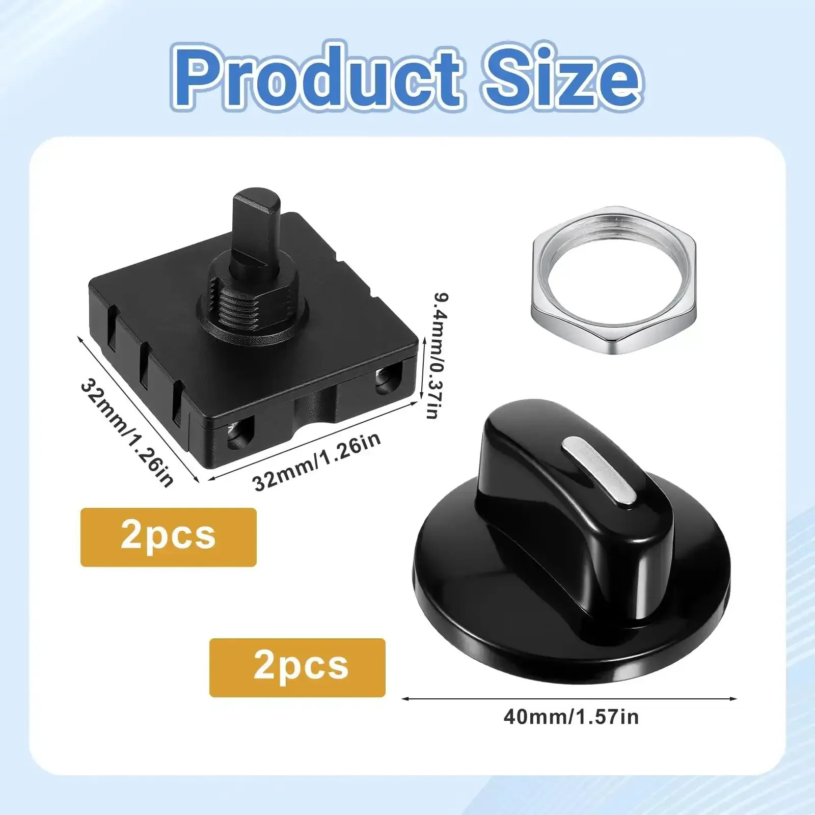 Two Pack Four Position Rotary Switch With Knob For Heaters And Fans, Three Speed Settings Plus Off, 13A At 125V Or 10A At 250V, Universal Speed Selector, Flame Retardant Plastic, Durable Plug And Play DIY Friendly Switch For Appliances - Image 7