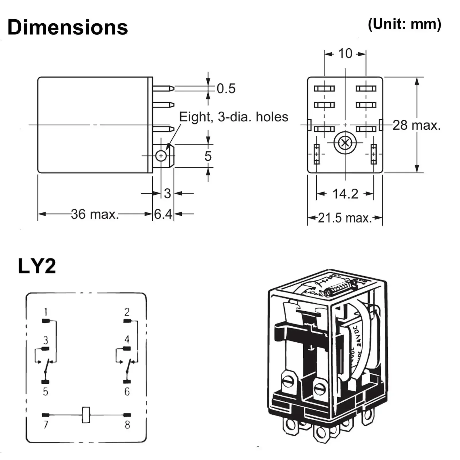 Two Pack General Purpose DPDT Power Relay 24VAC With 10A Contact Rating And 46mA Load Current At 60Hz For Reliable Electric Signal Control In Low Current Projects Your Everyday Workhorse - Image 2
