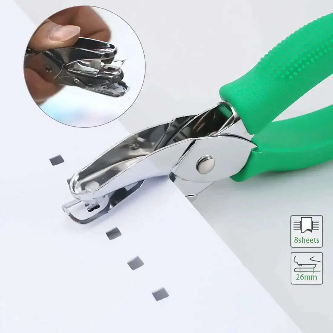 Two Pack Grab-and-Go Handheld Circle Hole Puncher Set 1/4 And 1/8 Inch For Craft Paper And DIY Projects, Silver Finish, 8 Sheet Capacity, Portable Office And Home Supplies - Image 5