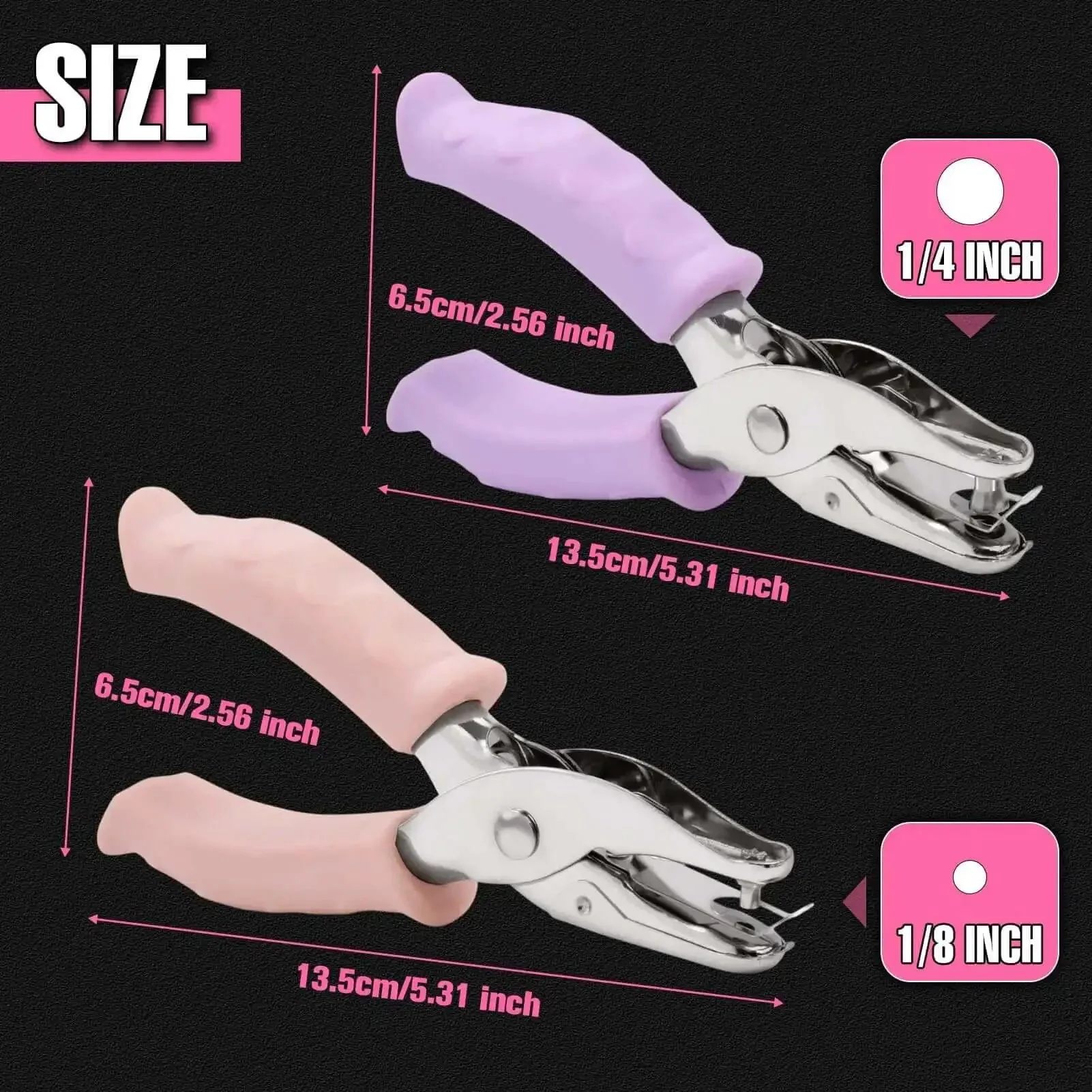 Two Pack Handheld Hole Punch Set With 1/8 Inch And 1/4 Inch Holes Includes 10 Binder Rings Heavy Duty Metal Punches For Crafts Tags Tickets And Paper Projects - Image 7