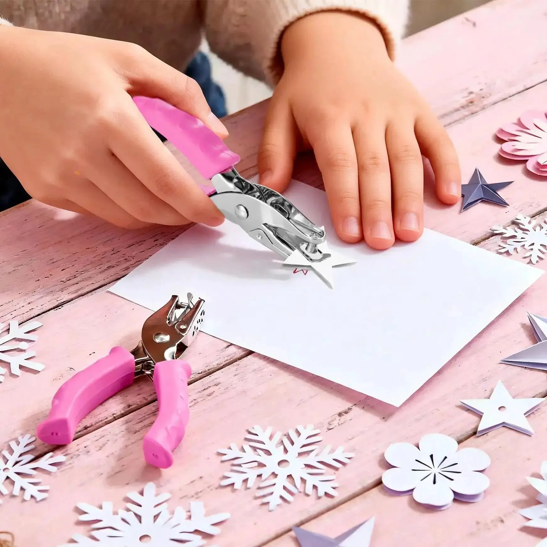 Two Pack Handheld Hole Punches With One Quarter Inch And One Eighth Inch Holes Soft Pink Grip Handy For Home Office Classroom Crafts Gift Tags Tickets And Scrapbooks Durable Metal Body With Adjustable Hole Spacing - Image 2