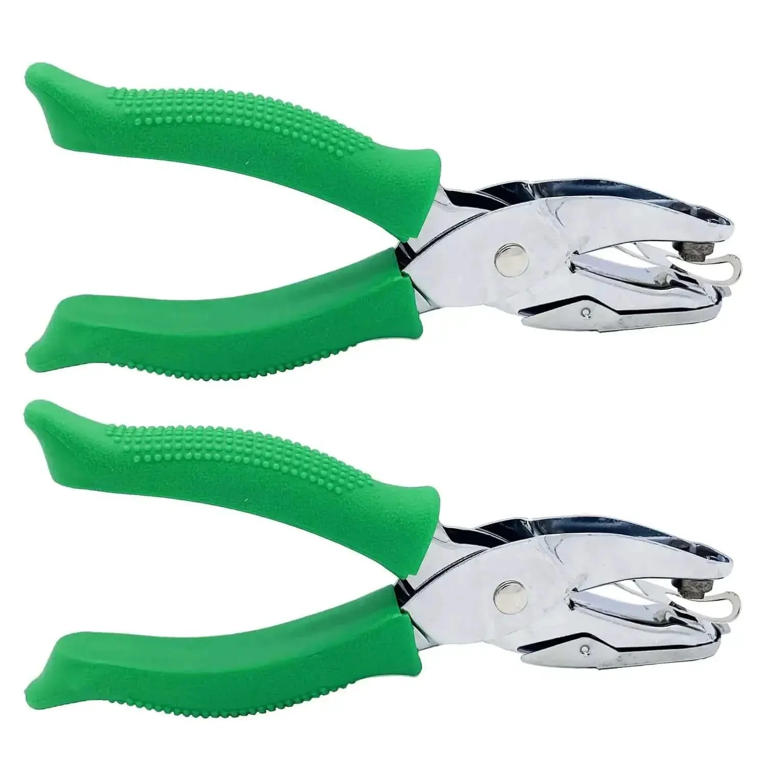 Two Pack Handheld Metal Hole Punches For DIY Crafts And Scrapbooks, Triangle 6mm And Square 4.5mm, Portable Punch Tool With Soft Grip Handle And Debris Catcher For Mess Free Crafting
