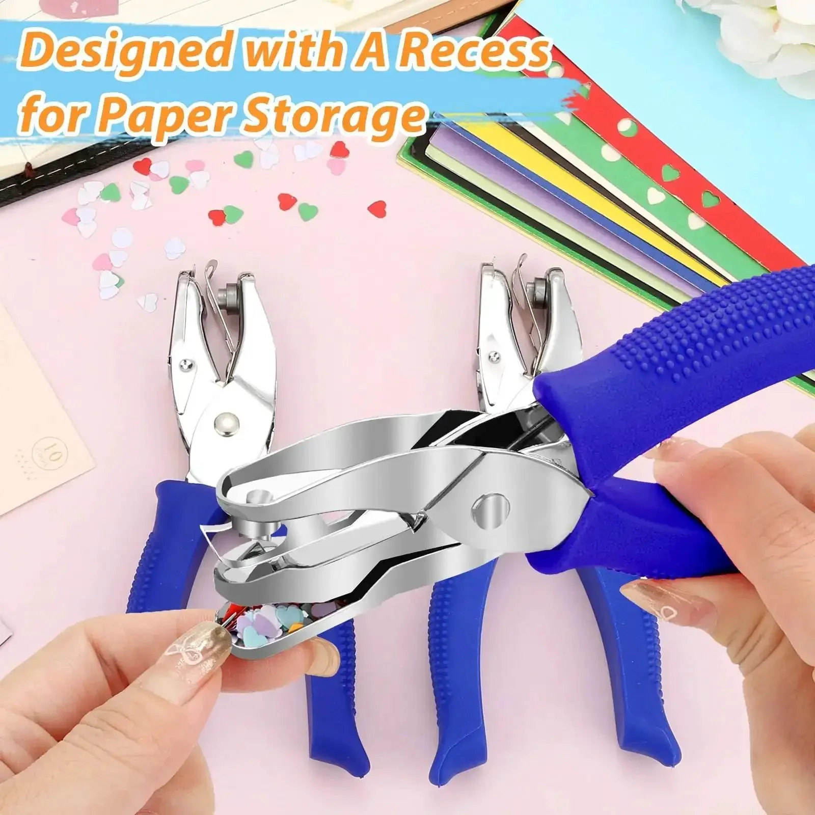 Two Pack Handheld Paper Punch Kit With One Quarter Inch Heart And Round Punches For Scrapbooking Card Making And DIY Projects Easy Kid Friendly Craft Tool For Quick Precise Paper Holes - Image 5