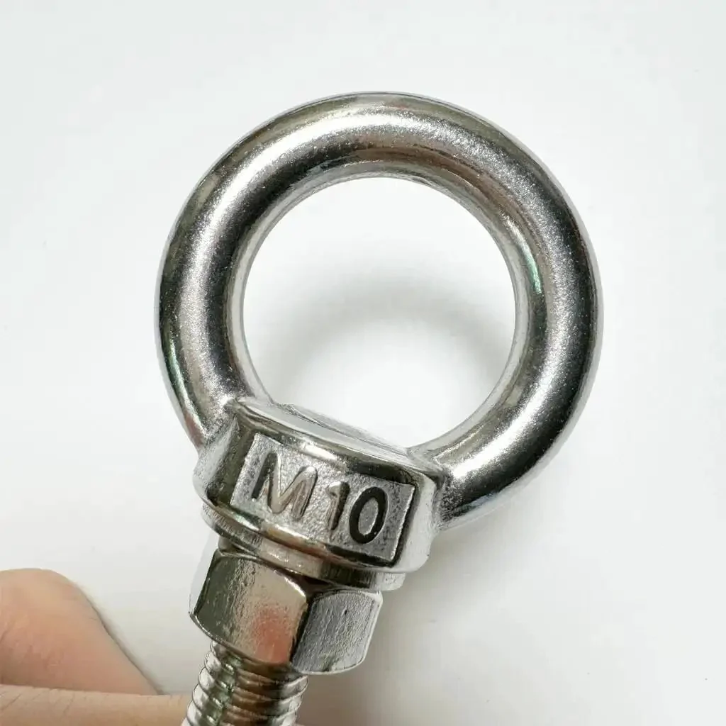 Two Pack Heavy Duty M10 Stainless Shoulder Eye Bolt Set With Nuts And Flat Washers 72mm Total Length 30mm Thread Corrosion Resistant 304 Stainless Steel Lifting Ring Eyebolts For Industrial Rigging - Image 2